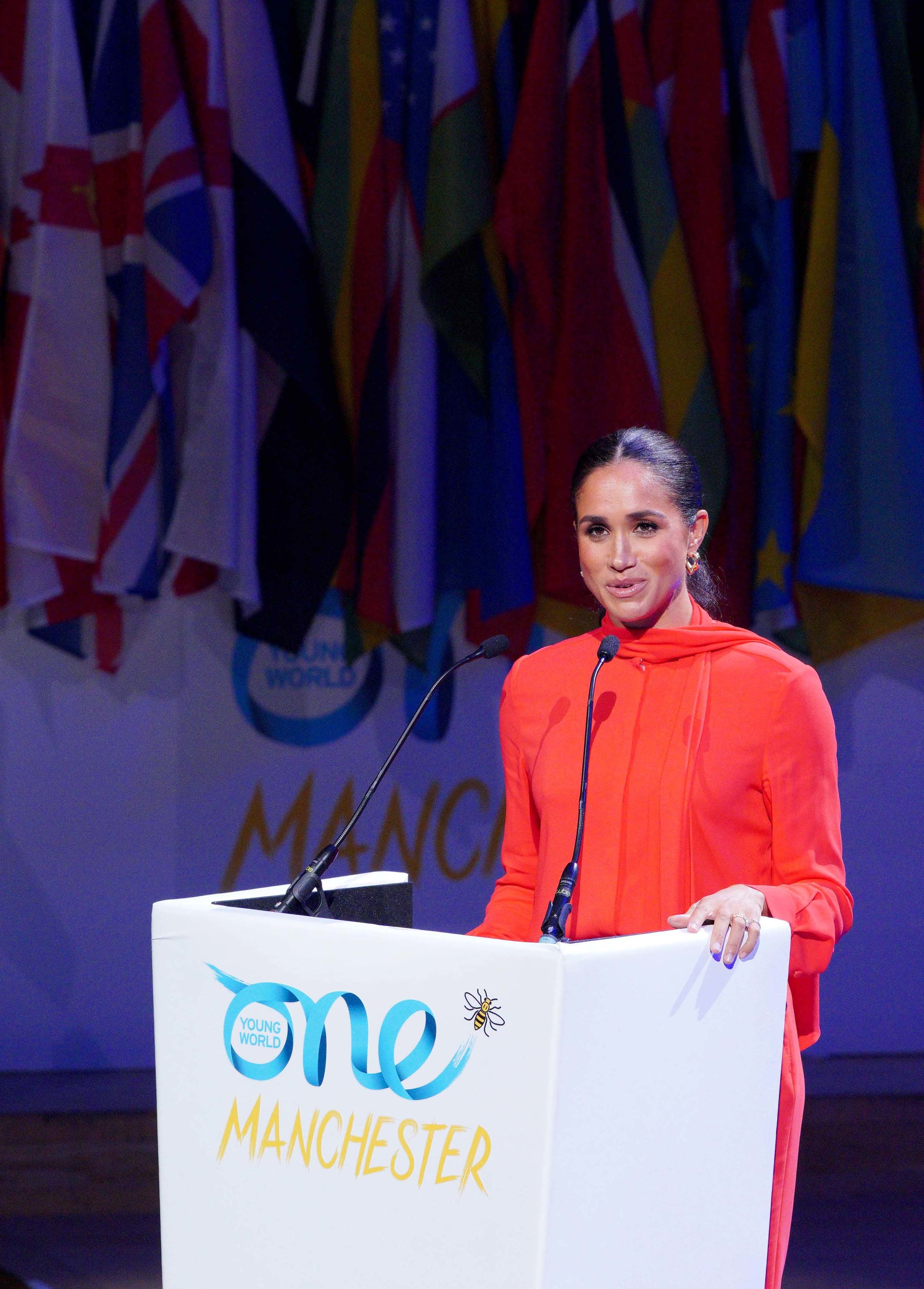 Meghan was speaking for the first time in the UK in two years