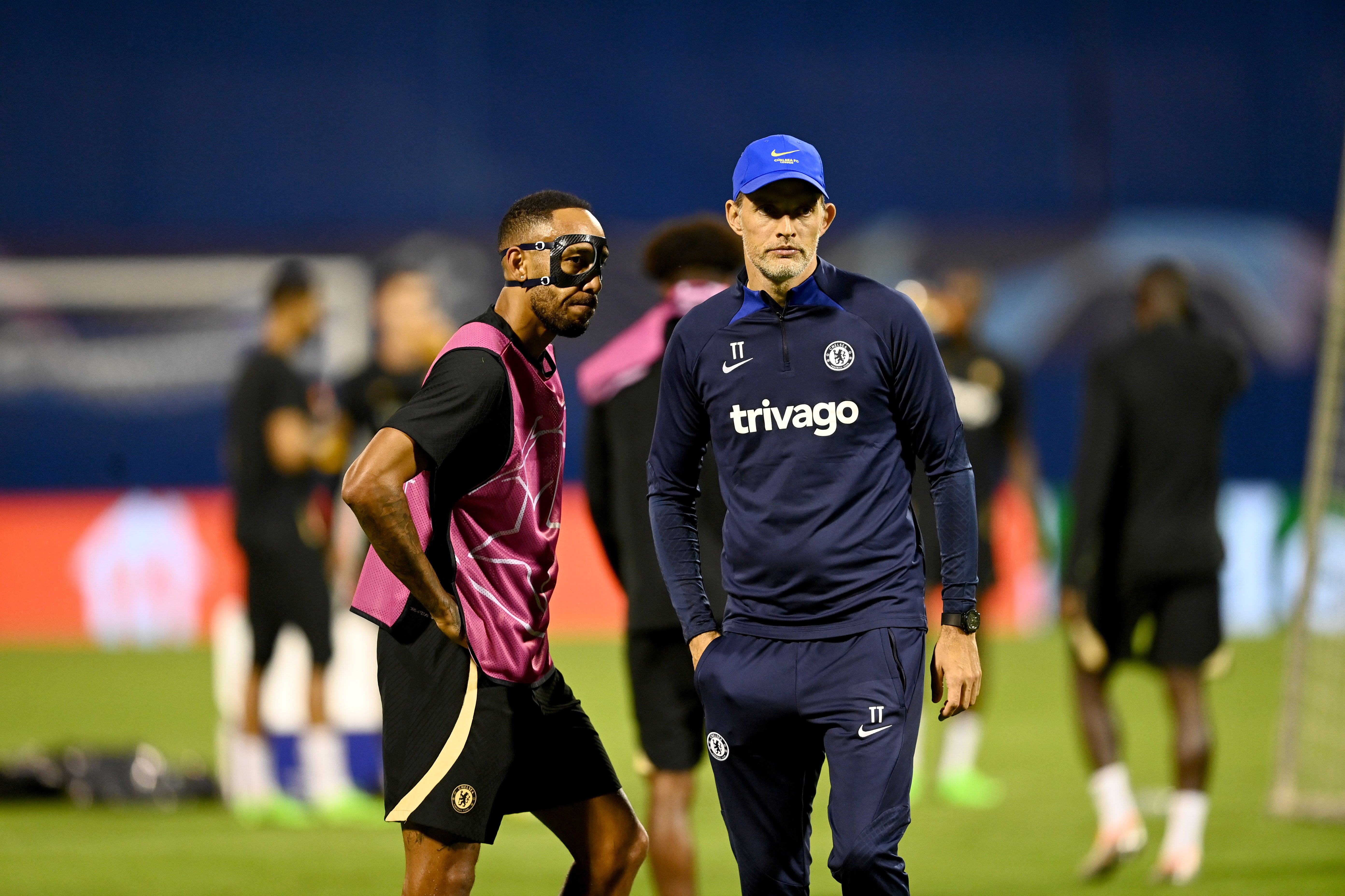 Thomas Tuchel (right) only had one game with Pierre-Emerick Aubameyang at Chelsea