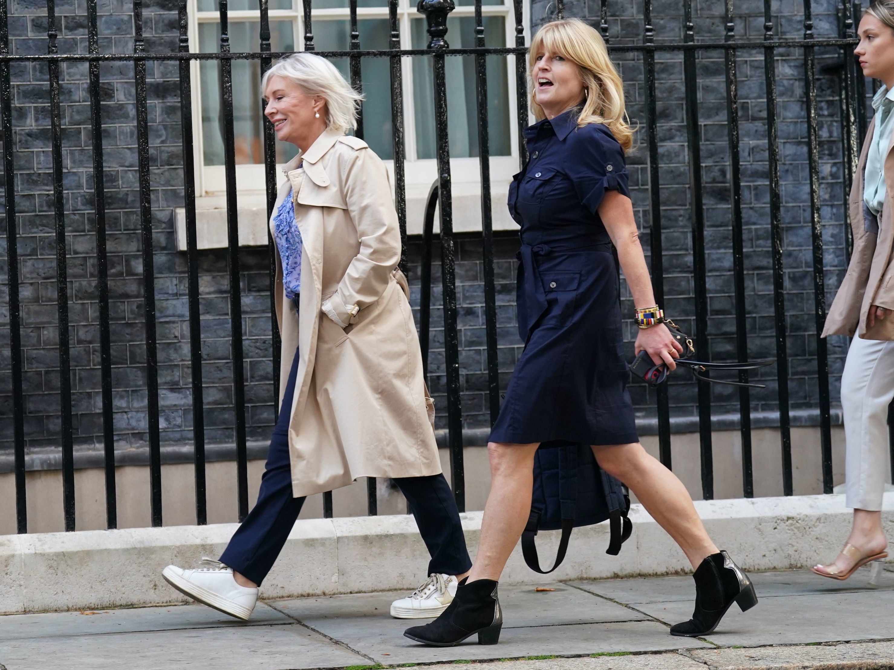 Nadine Dorries walking with Rachel Johnson outside No 10 ahead of the final speech