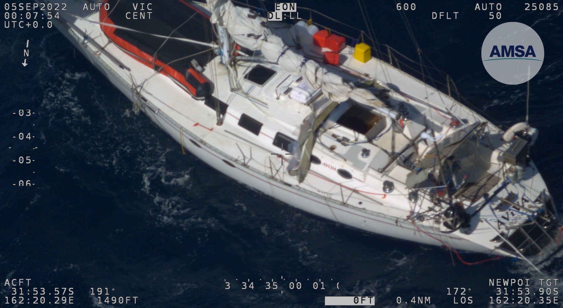 Rescue operation underway to save two sailors stranded in Tasman Sea