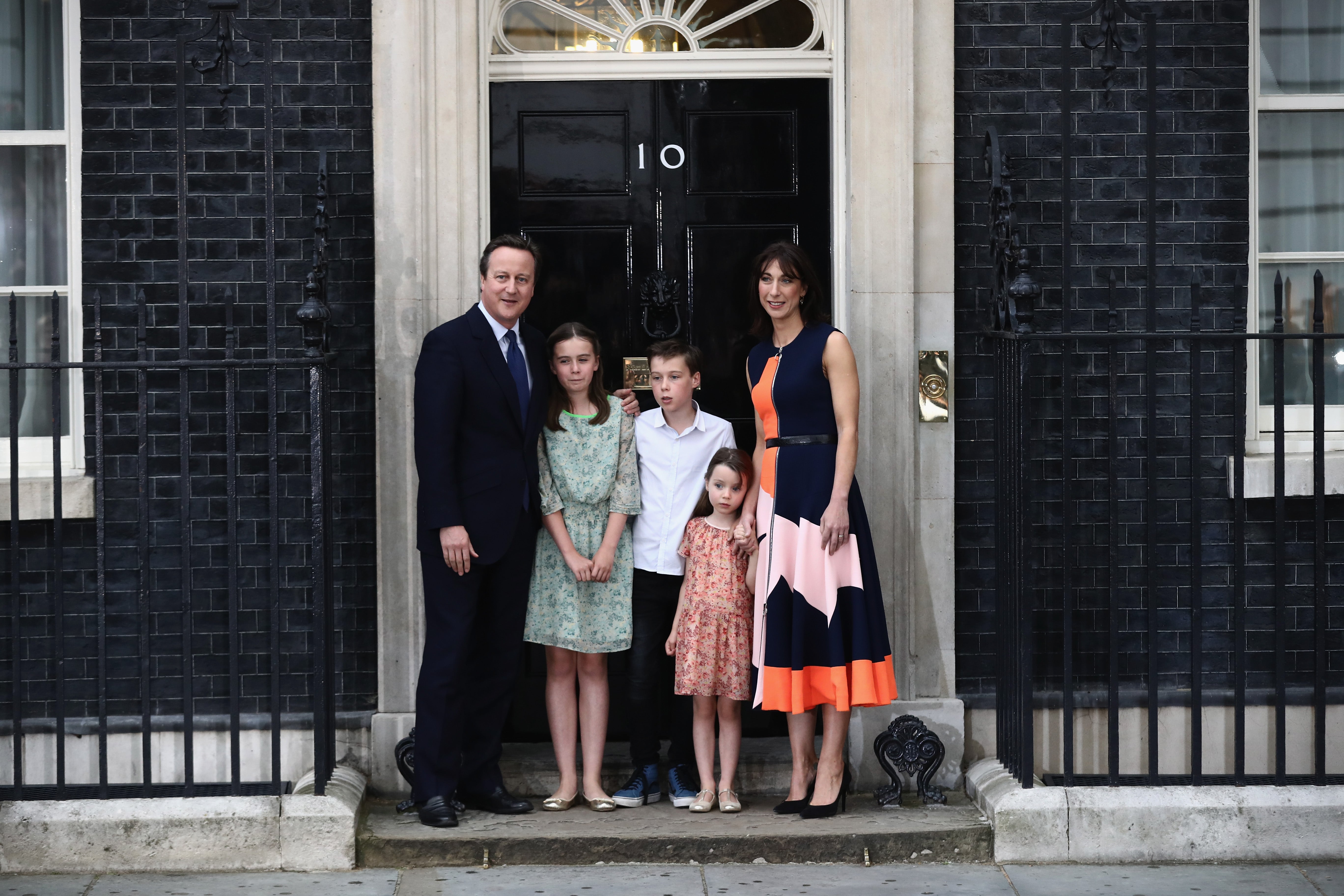 The Cameron family leaving Downing Street