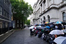 PM’s maiden speech goes ahead outside Downing Street after chaotic weather