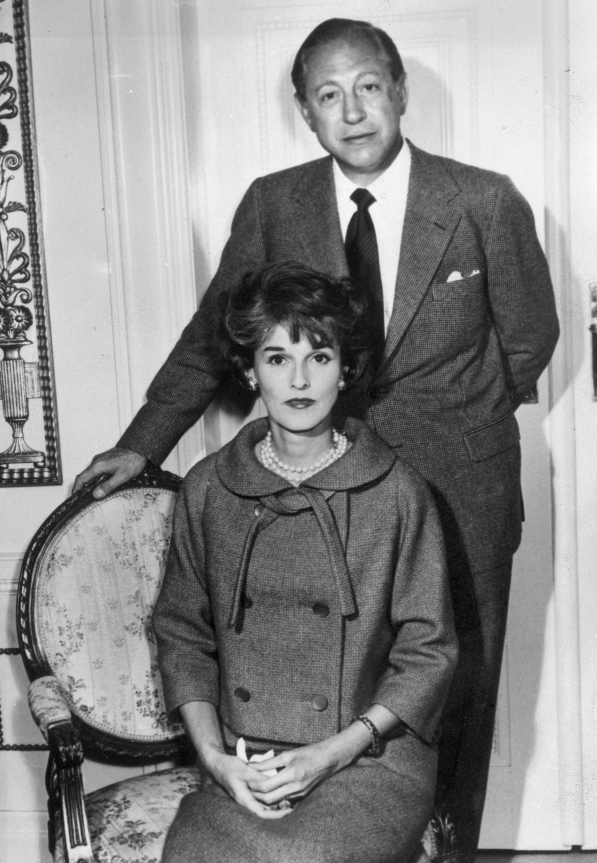 William Paley, the chairman of American broadcasters CBS, with his wife, Babe Paley, in Denmark, on 8 May 1958