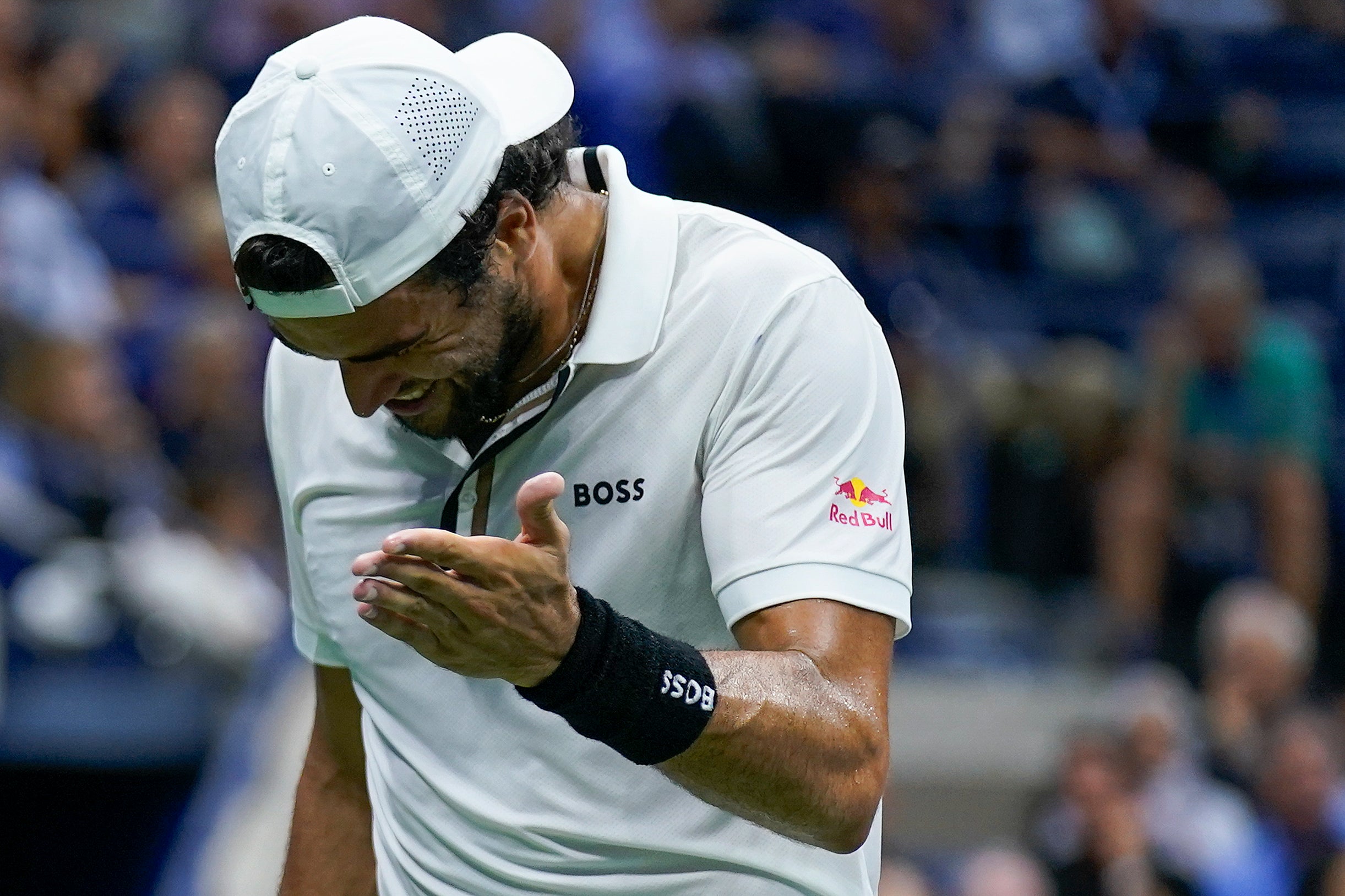 Matteo Berrettini looks frustrated during his loss to Casper Ruud (Seth Wenig/AP)