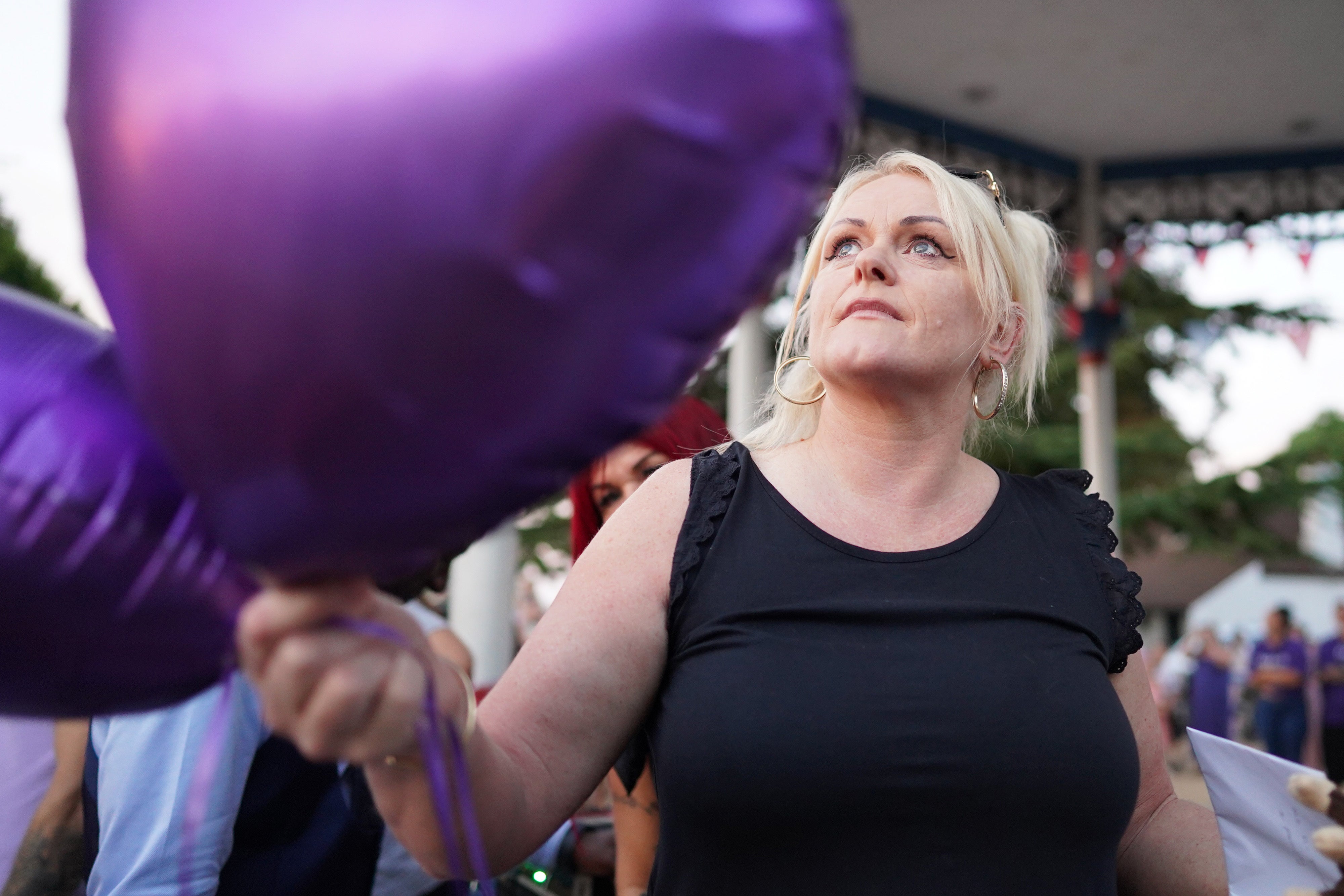 Hollie Dance attends a vigil at Priory Park, Southend-on-Sea, in memory of her son Archie Battersbee (PA)