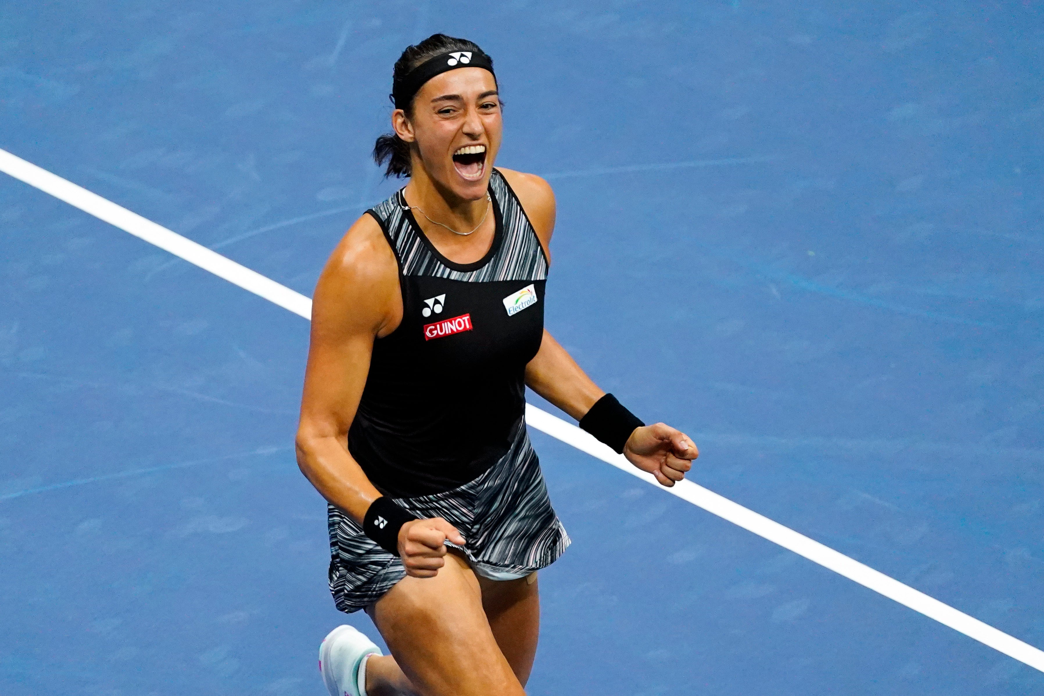 Caroline Garcia celebrates her victory over Coco Gauff (Frank Franklin II/AP)