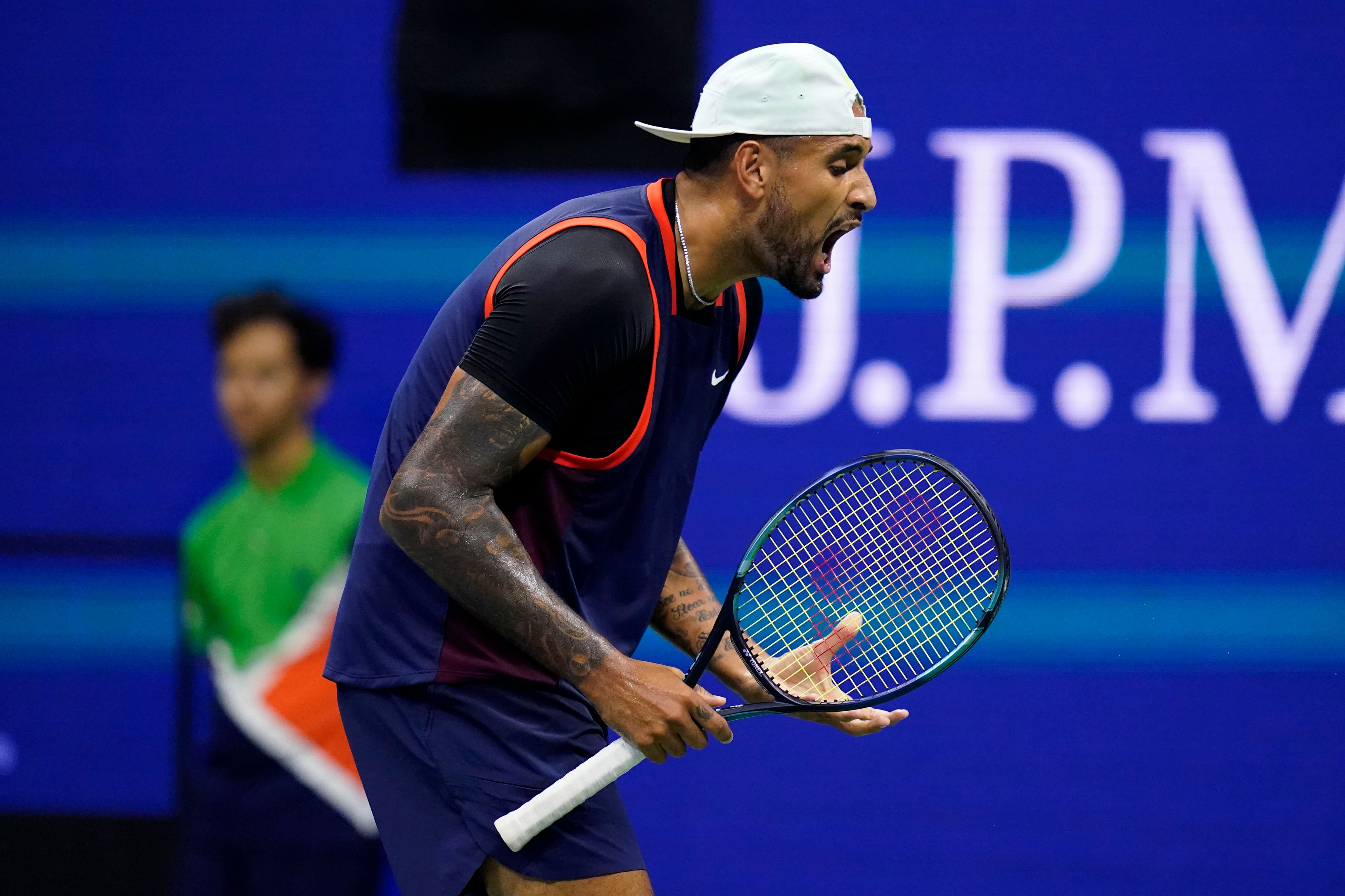 Nick Kyrgios shows his frustration during his loss to Karen Khachanov (Charles Krupa/AP)