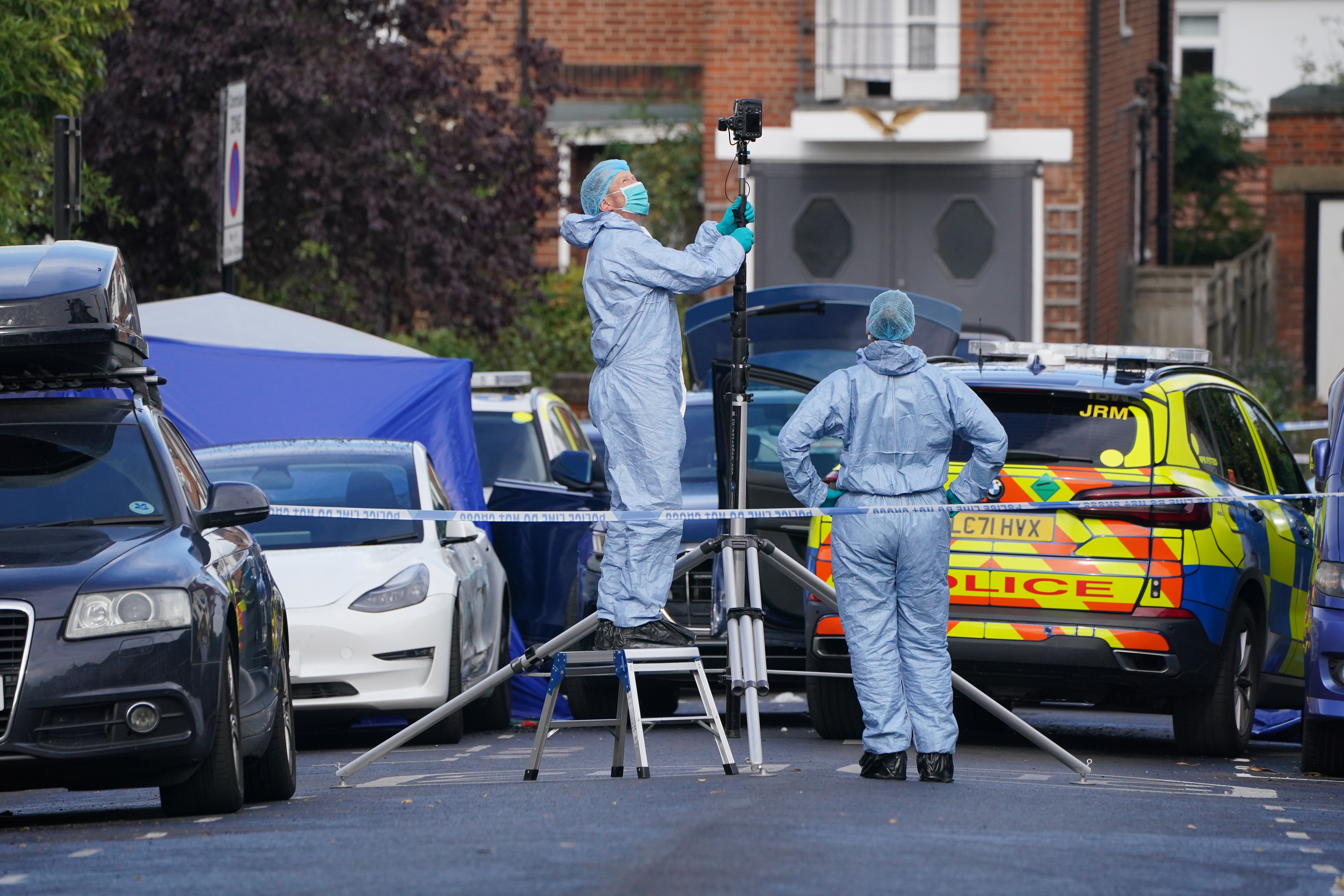 Forensic teams were working at the scene in Streatham Hill on Tuesday (Jonathan Brady/PA)