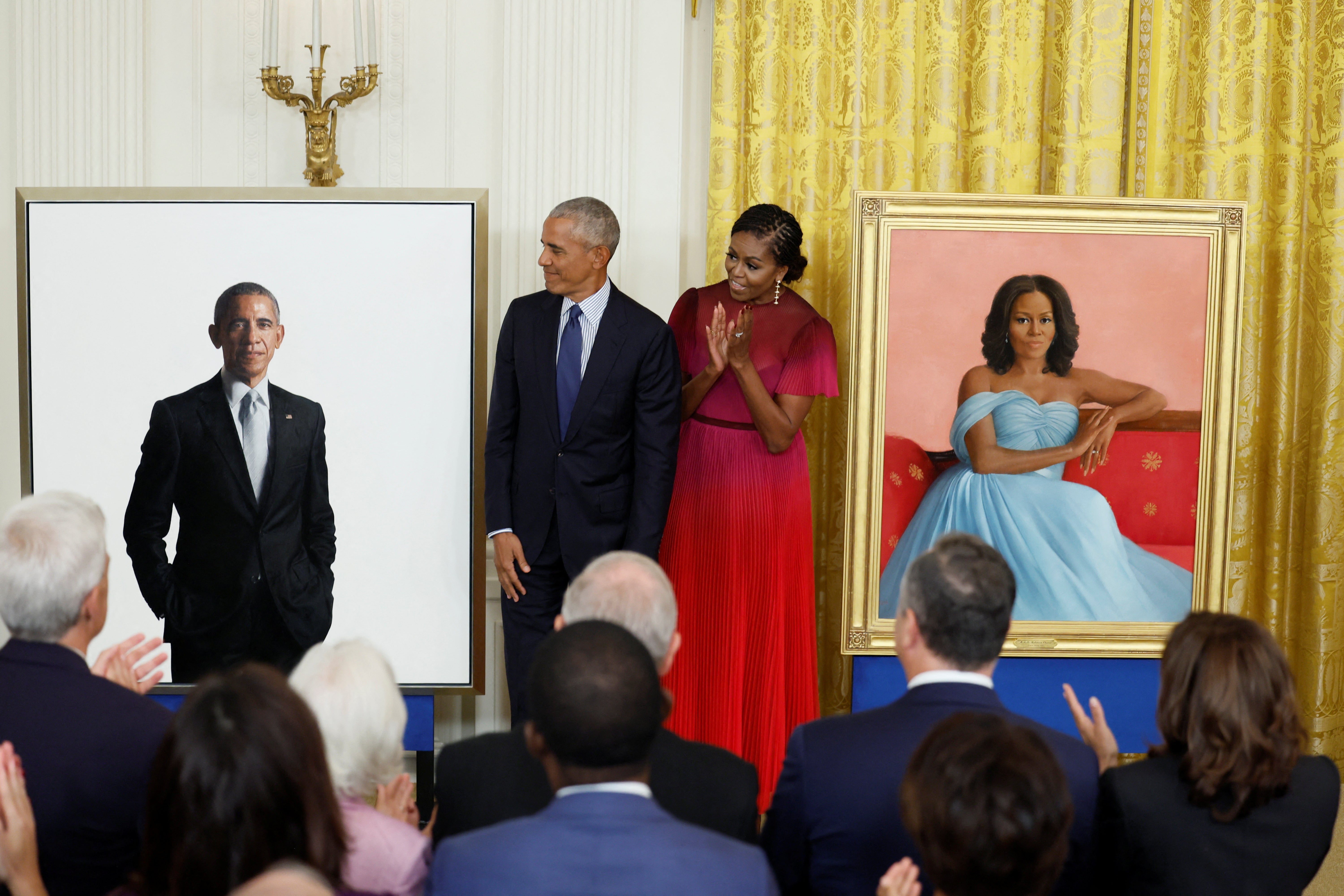 Former president Obama and his wife Michelle at the portrait unveiling