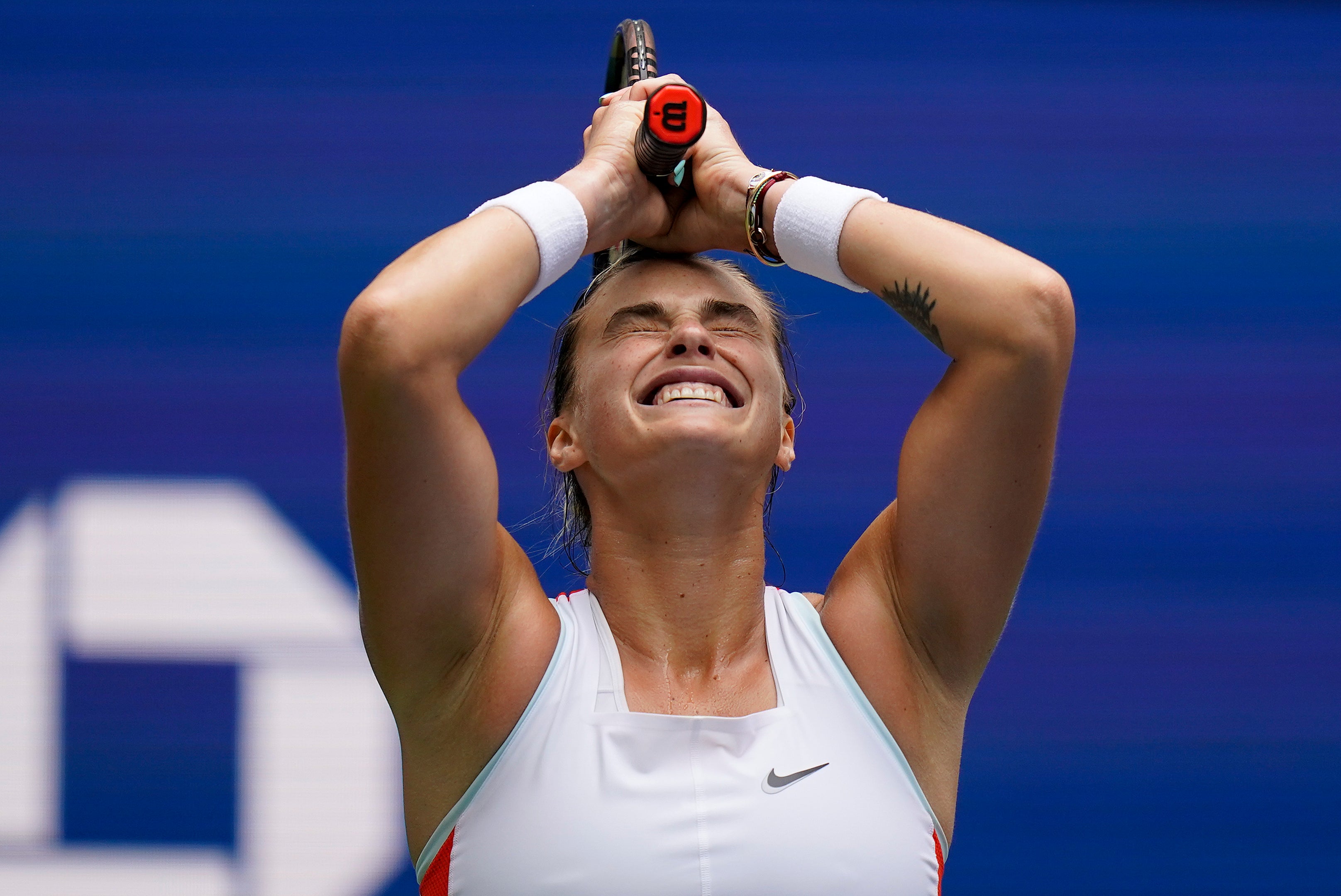 Aryna Sabalenka celebrates her win over Karolina Pliskova (Seth Wenig/AP)