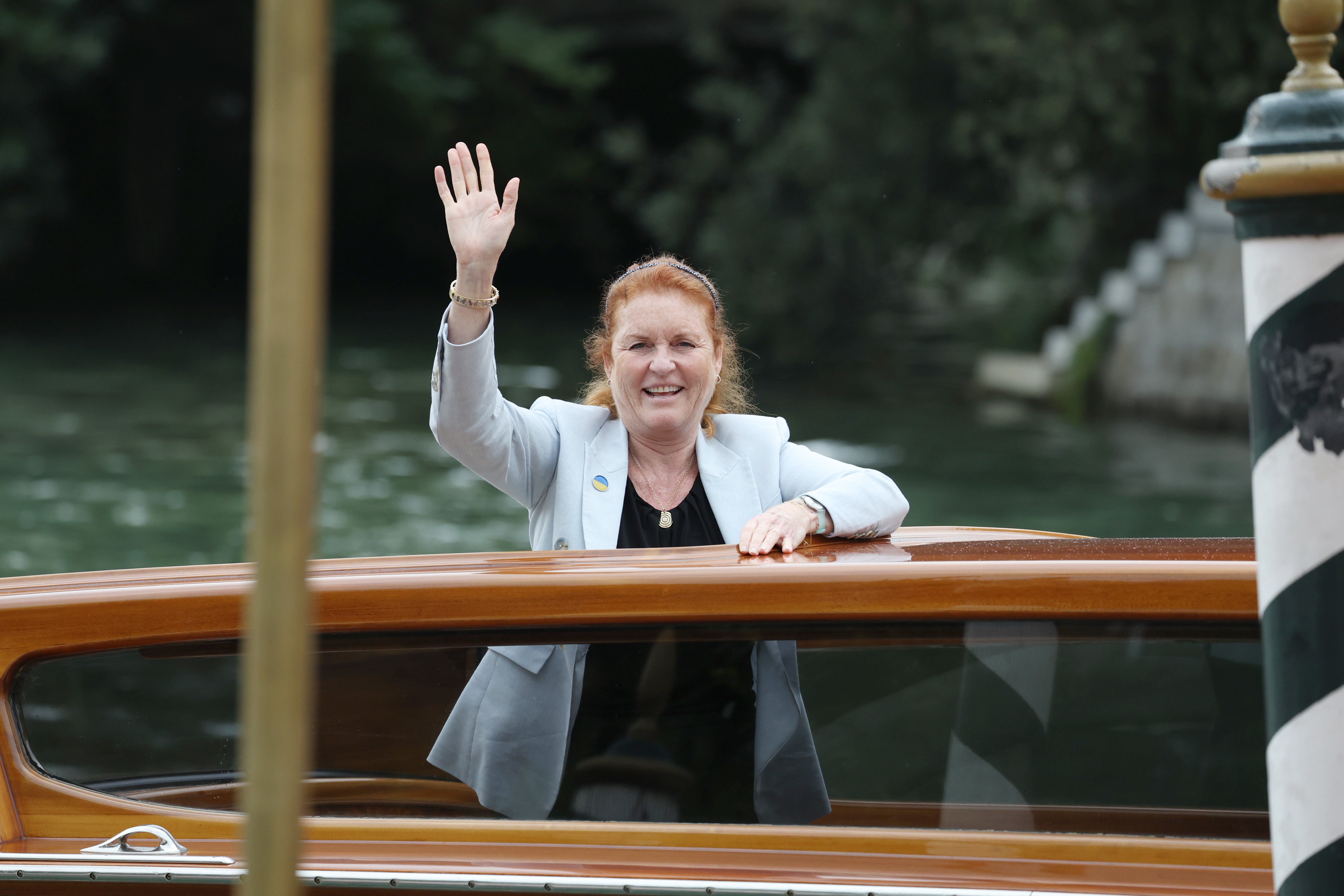 Sarah Ferguson, Duchess of York arrives at the Hotel Excelsior during the 79th Venice International Film Festival