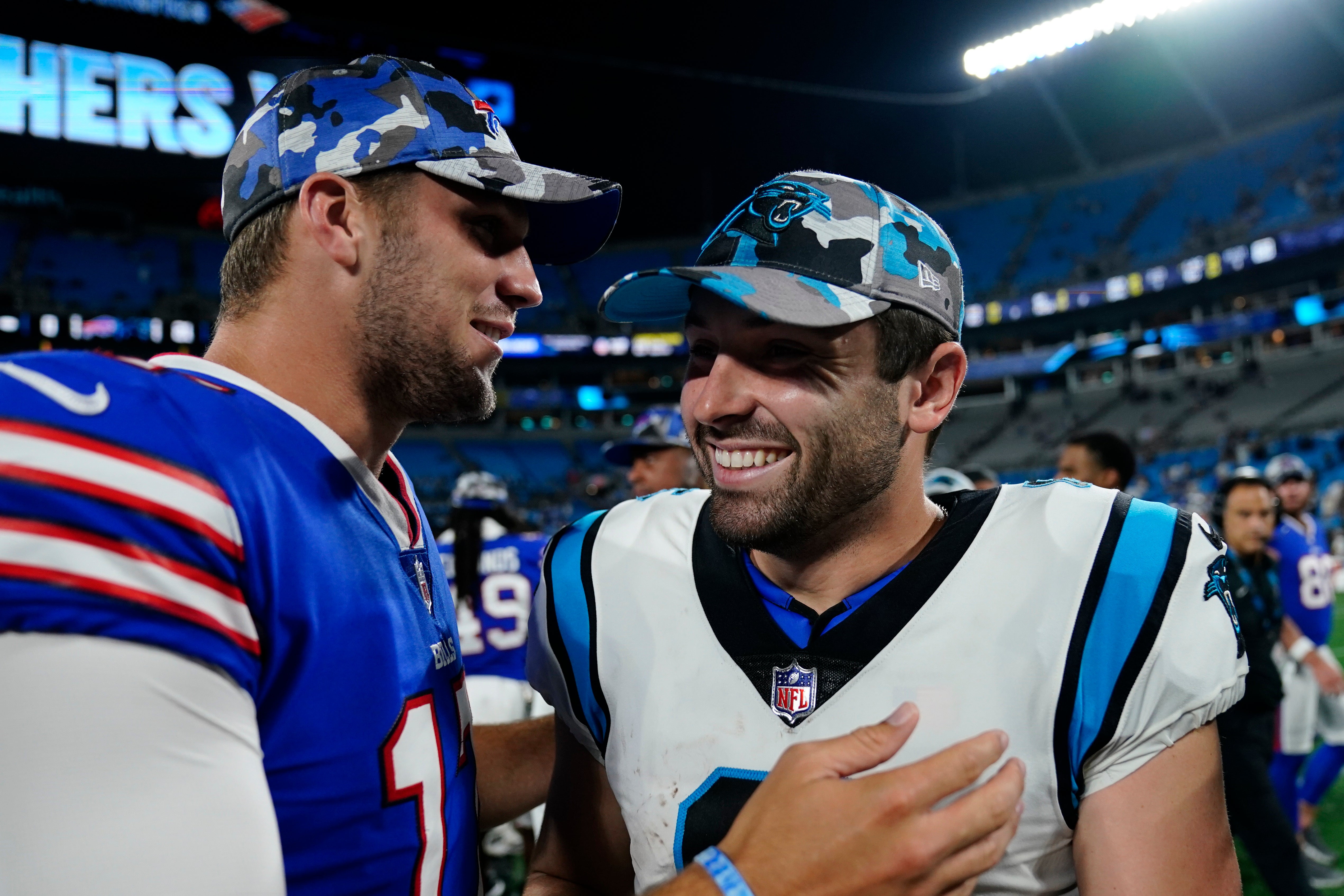 Josh Allen, left, will look to lead Buffalo Bills to the Super Bowl (Jacob Kupferman/AP)