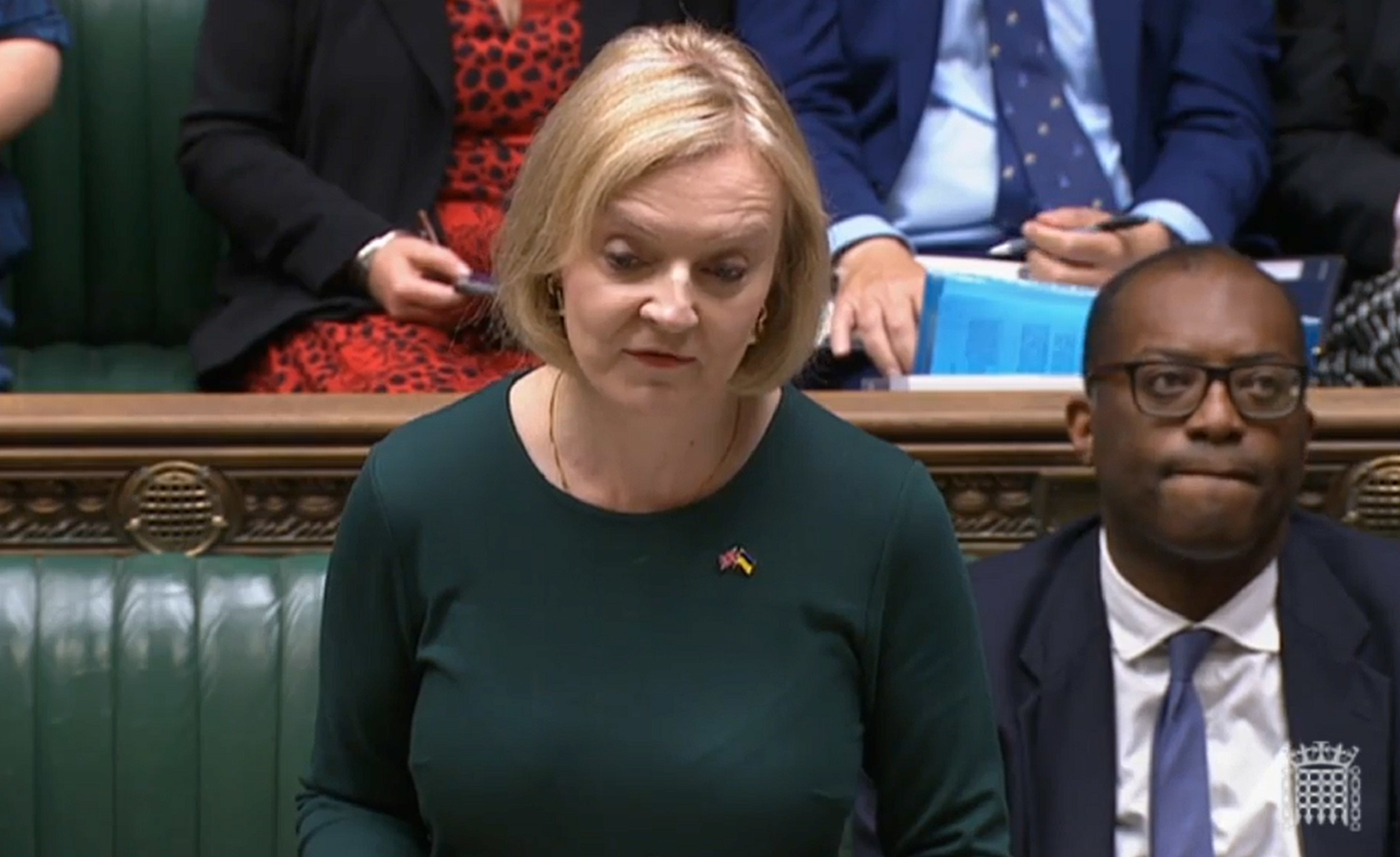 Liz Truss was on the front bench of the Commons after her first major policy intervention as Prime Minister when she received the concerning news about the Queen’s health (House of Commons/PA)