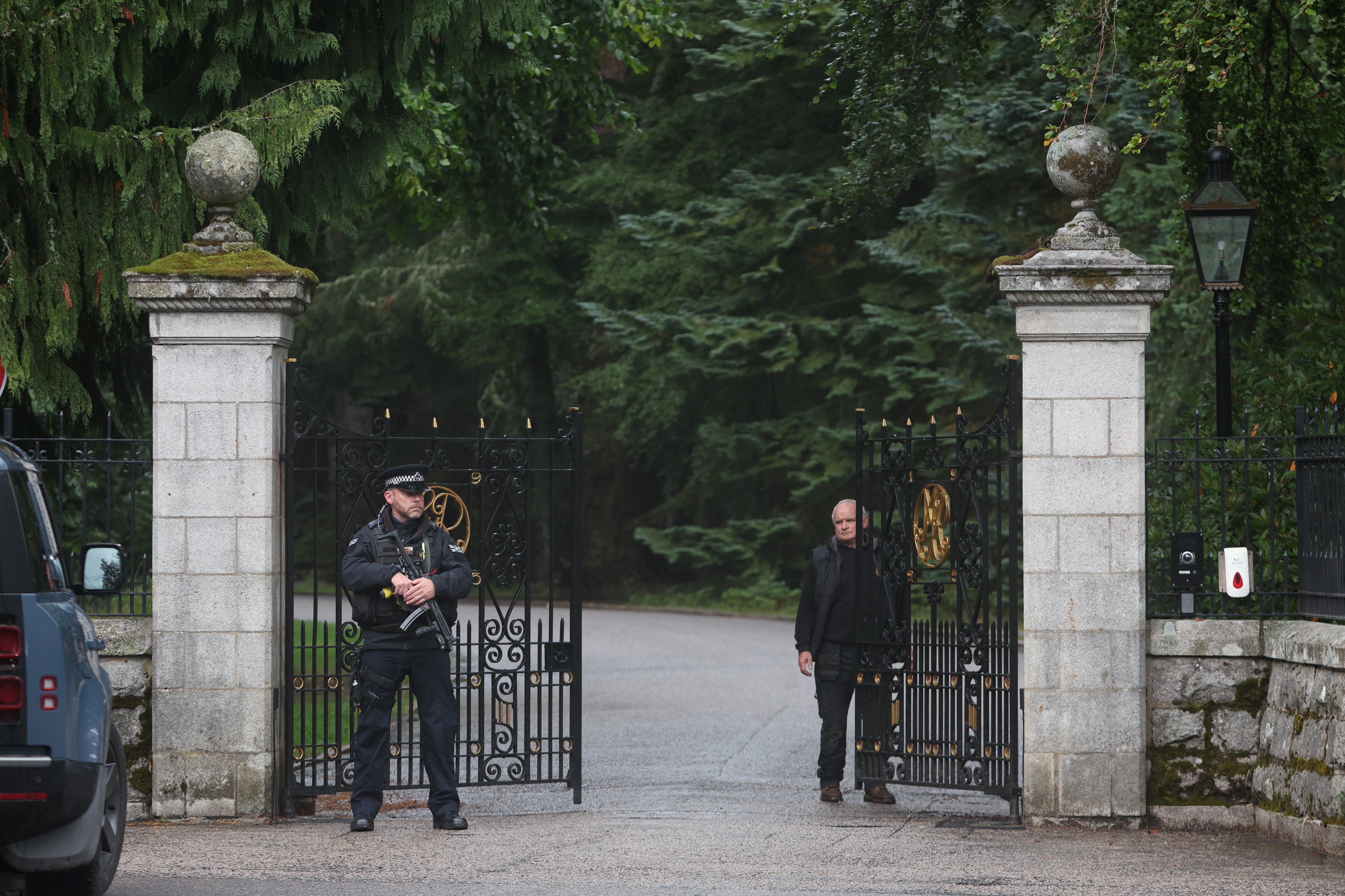 Security officers guard the gates of Balmoral on 8 September, 2022.