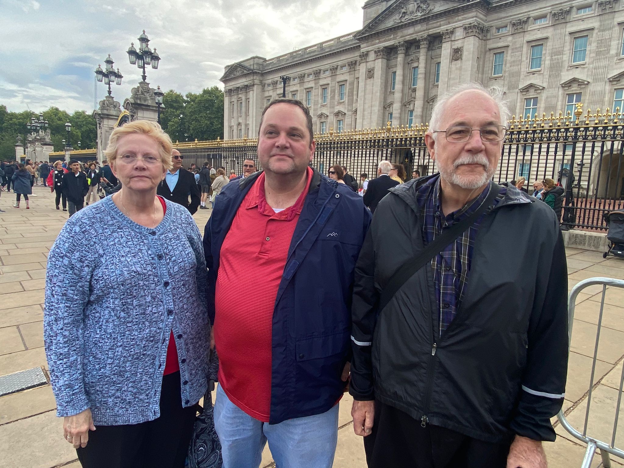 Nancy (left), Doug (middle) and Dan Rosenthal said Palace workers were scared following announcements of the Queen’s ill health following a tour