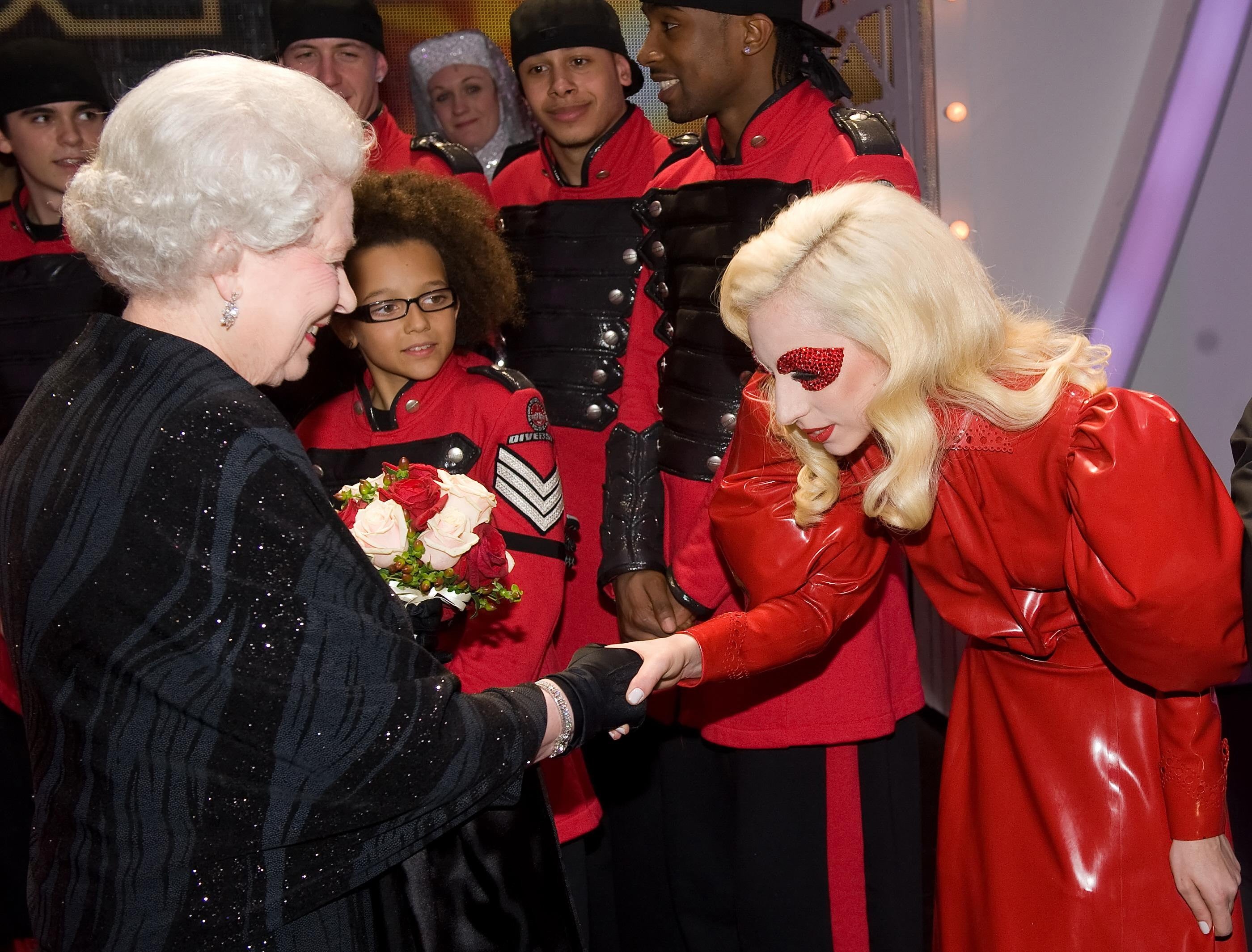 The Queen meets Lady Gaga (Leon Neal/PA)