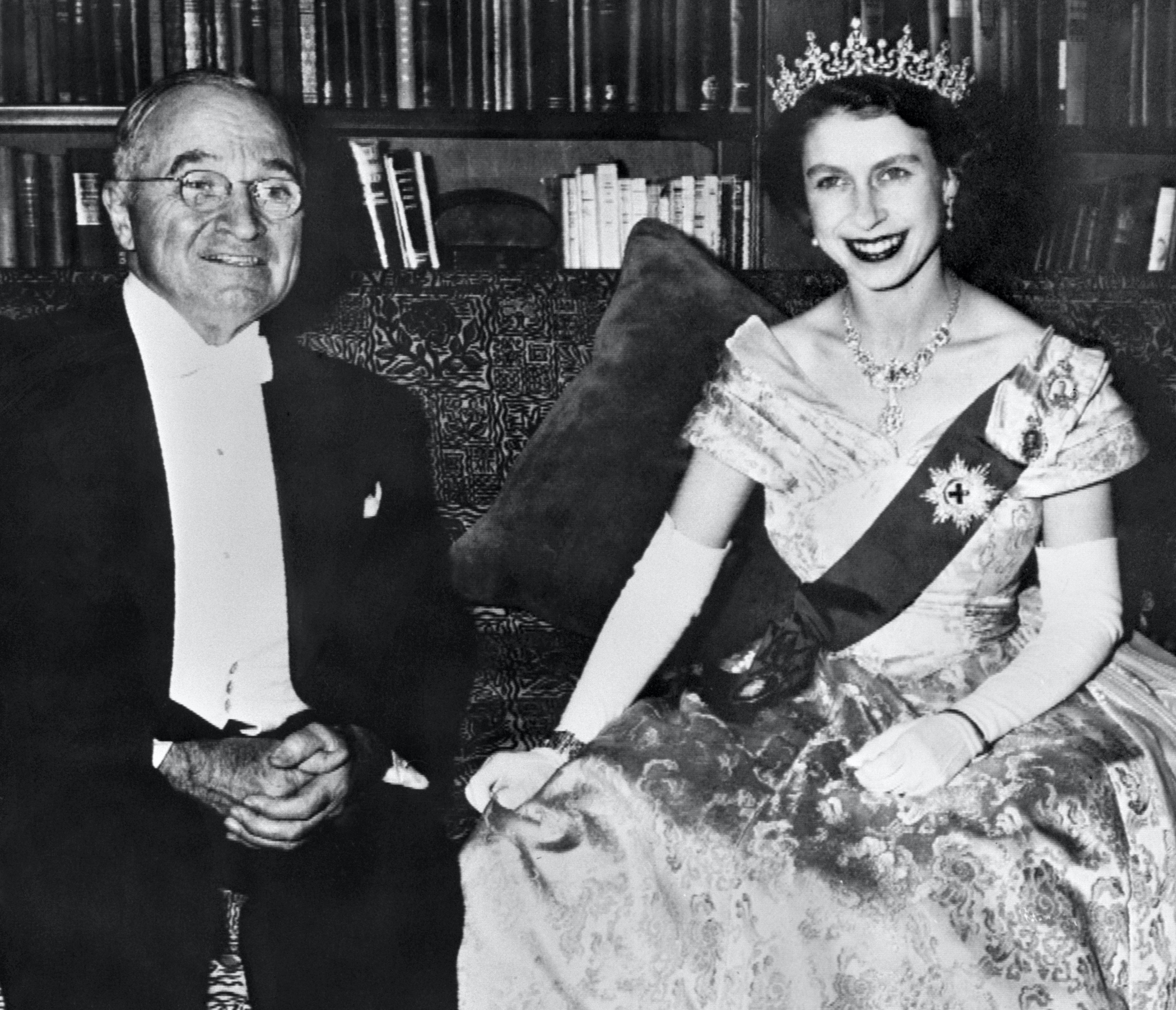 Princess Elizabeth of England, the future Queen Elizabeth II, poses with American President Harry Truman