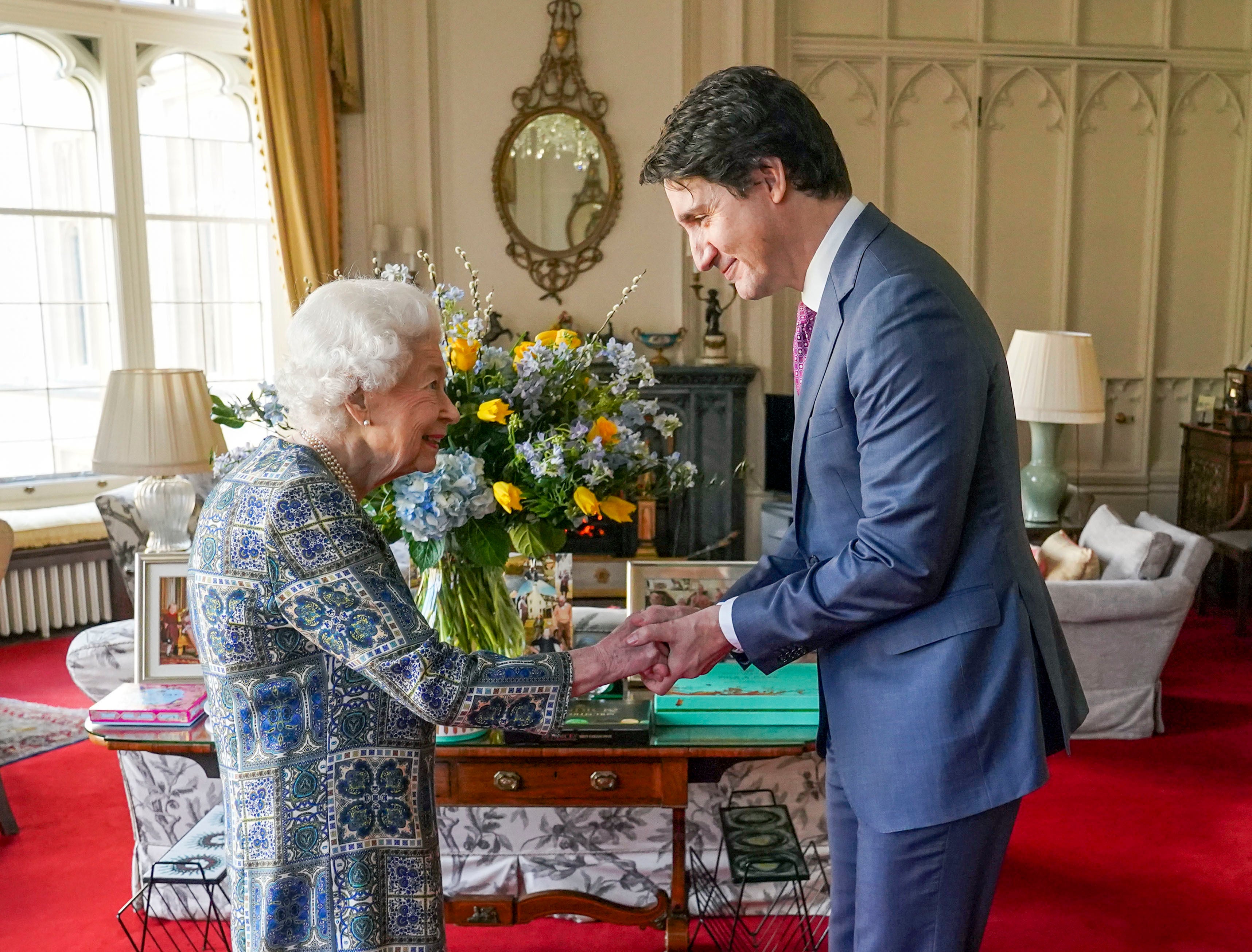 The Queen and Justin Trudeau in March