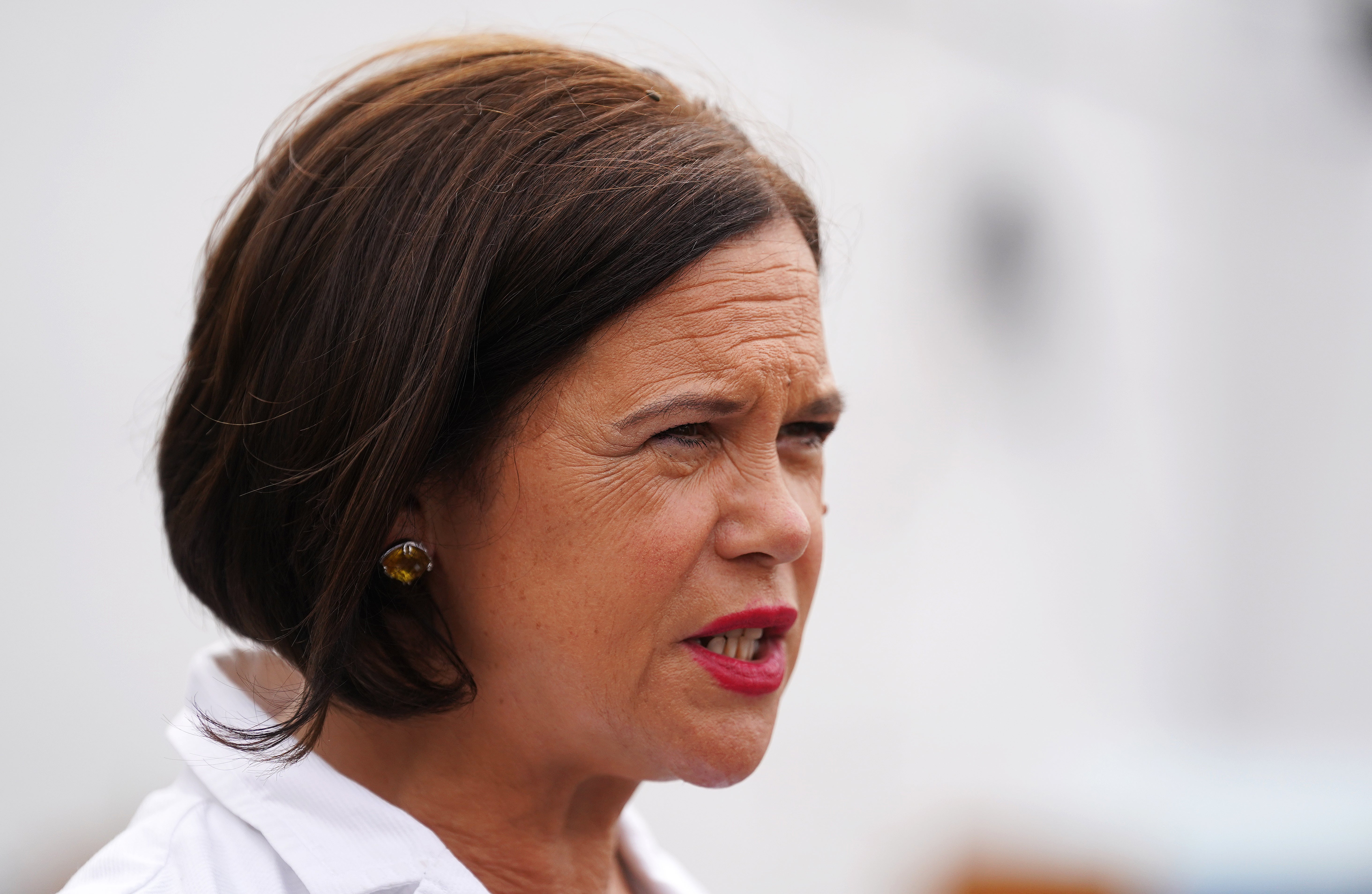 Sinn Fein President Mary Lou McDonald speaking to the media (Brian Lawless/PA)