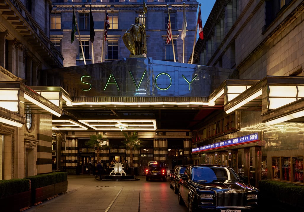 The Savoy’s entrance driveway provides an elegant welcome to London