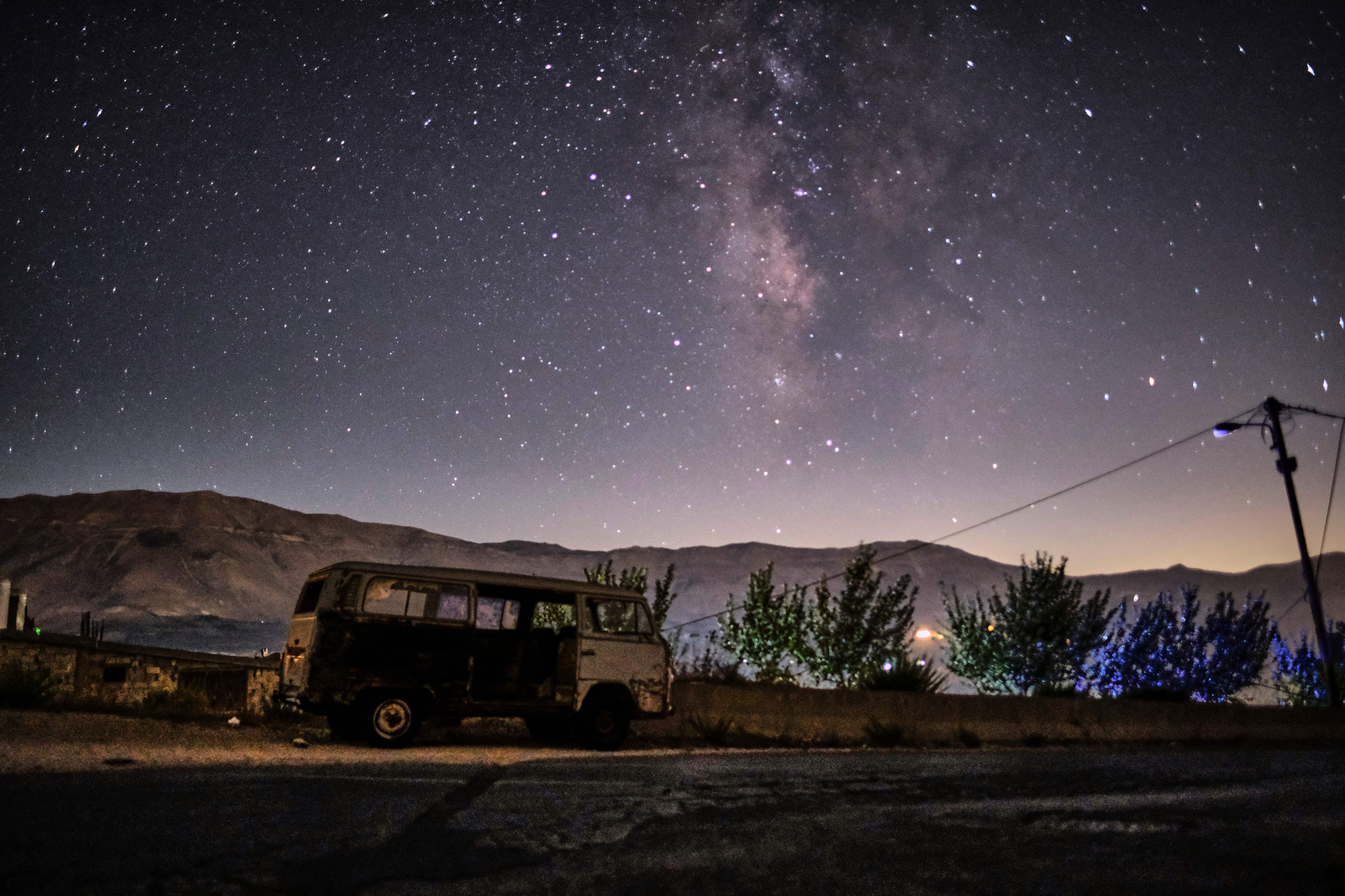 The Milky Way as seen in a long photographic exposure in the mountains of Lebanon, north of Beirut.