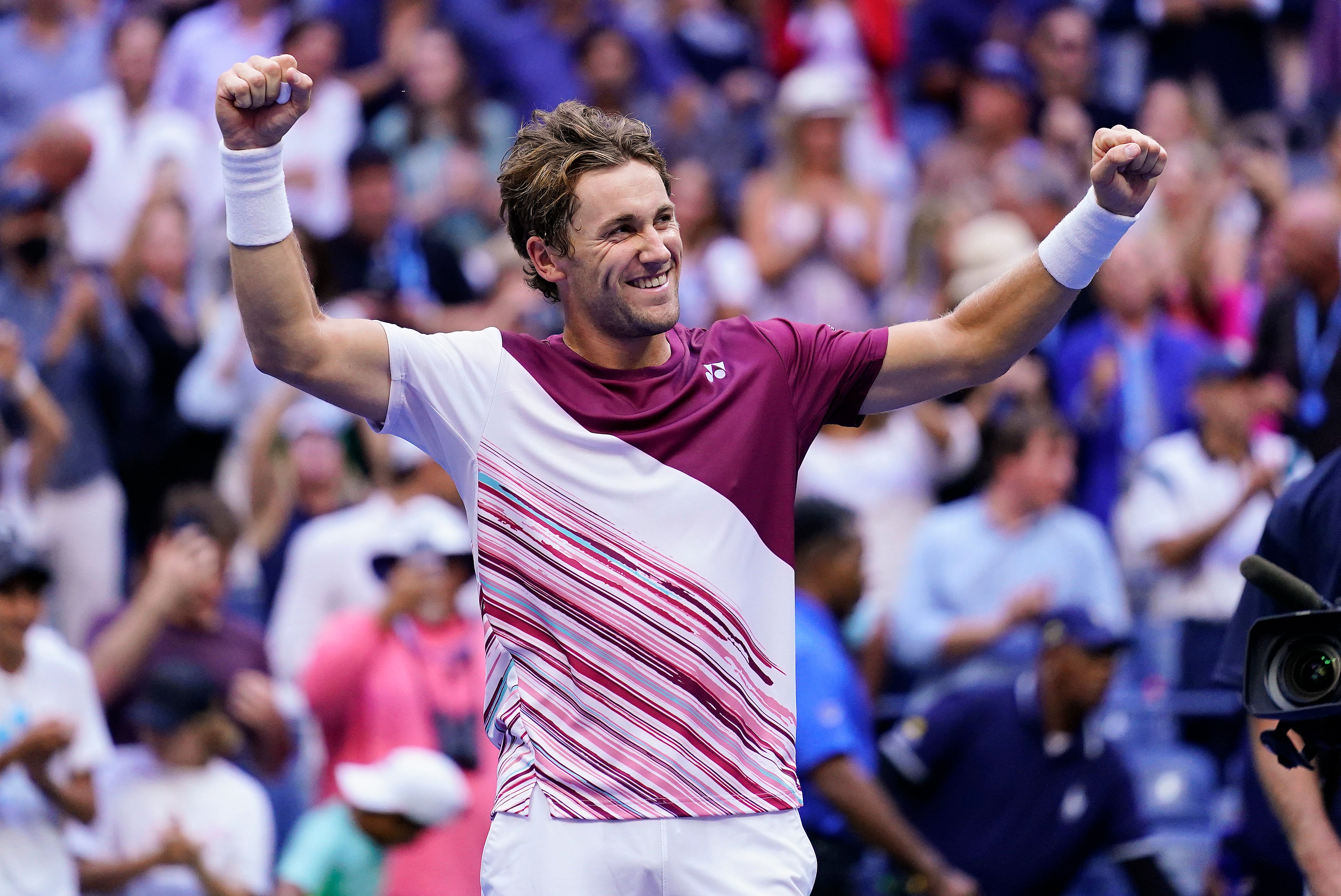 Casper Ruud celebrates reaching the US Open final (Matt Rourke/AP)