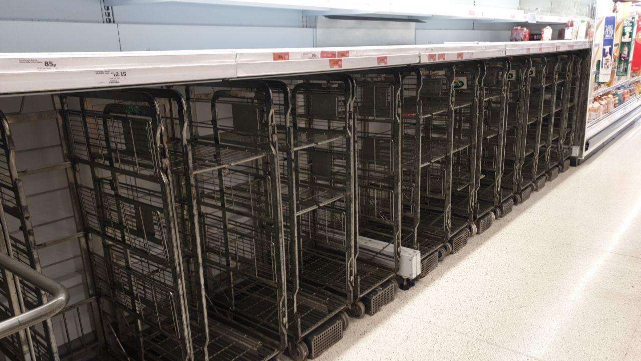 Supermarket shelves empty of milk (Animal Rebellion/PA)