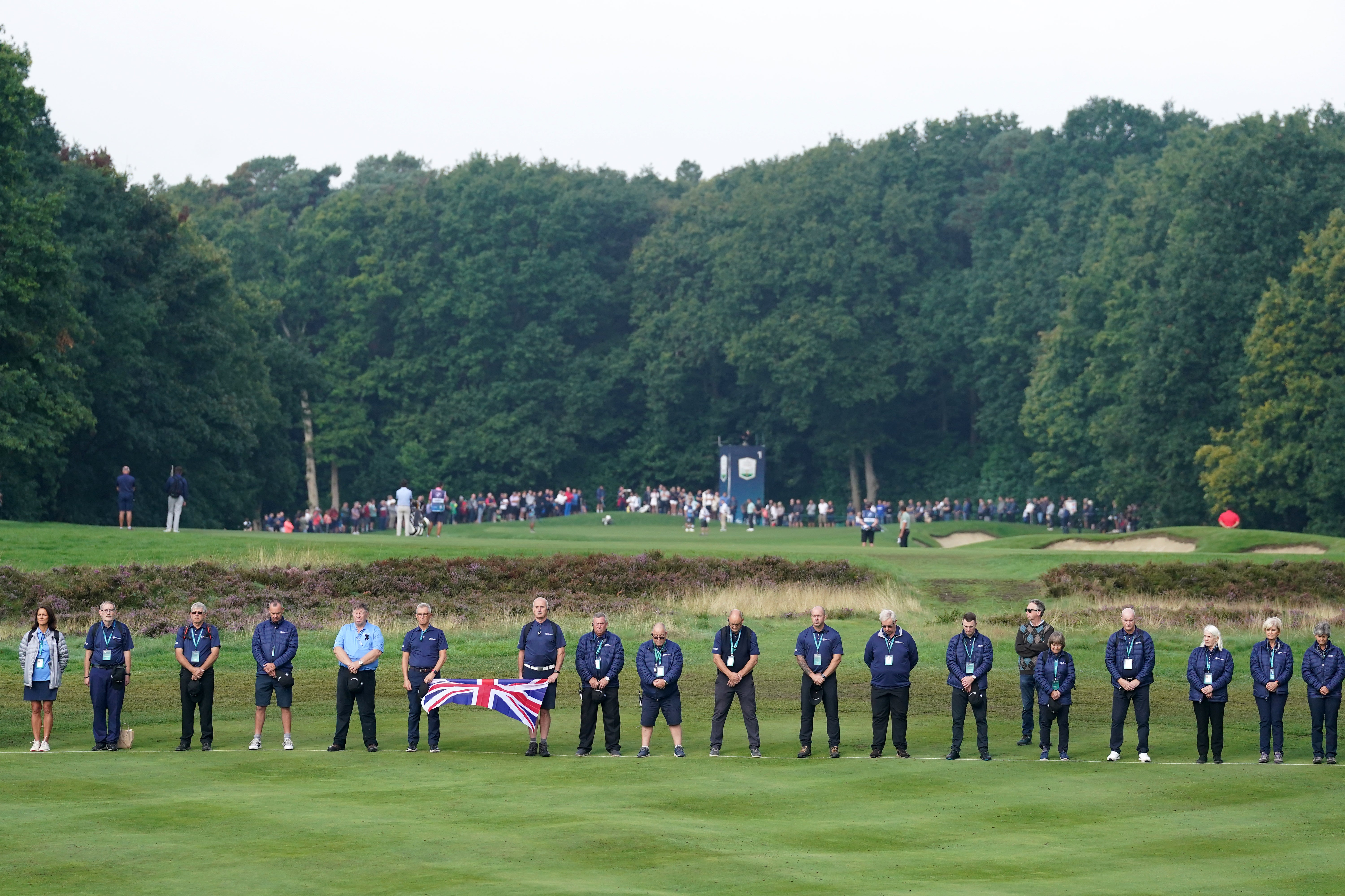 A two-minute silence is observed by staff, players and caddies at the BMW PGA Championship at Wentworth (Adam Davy/PA)