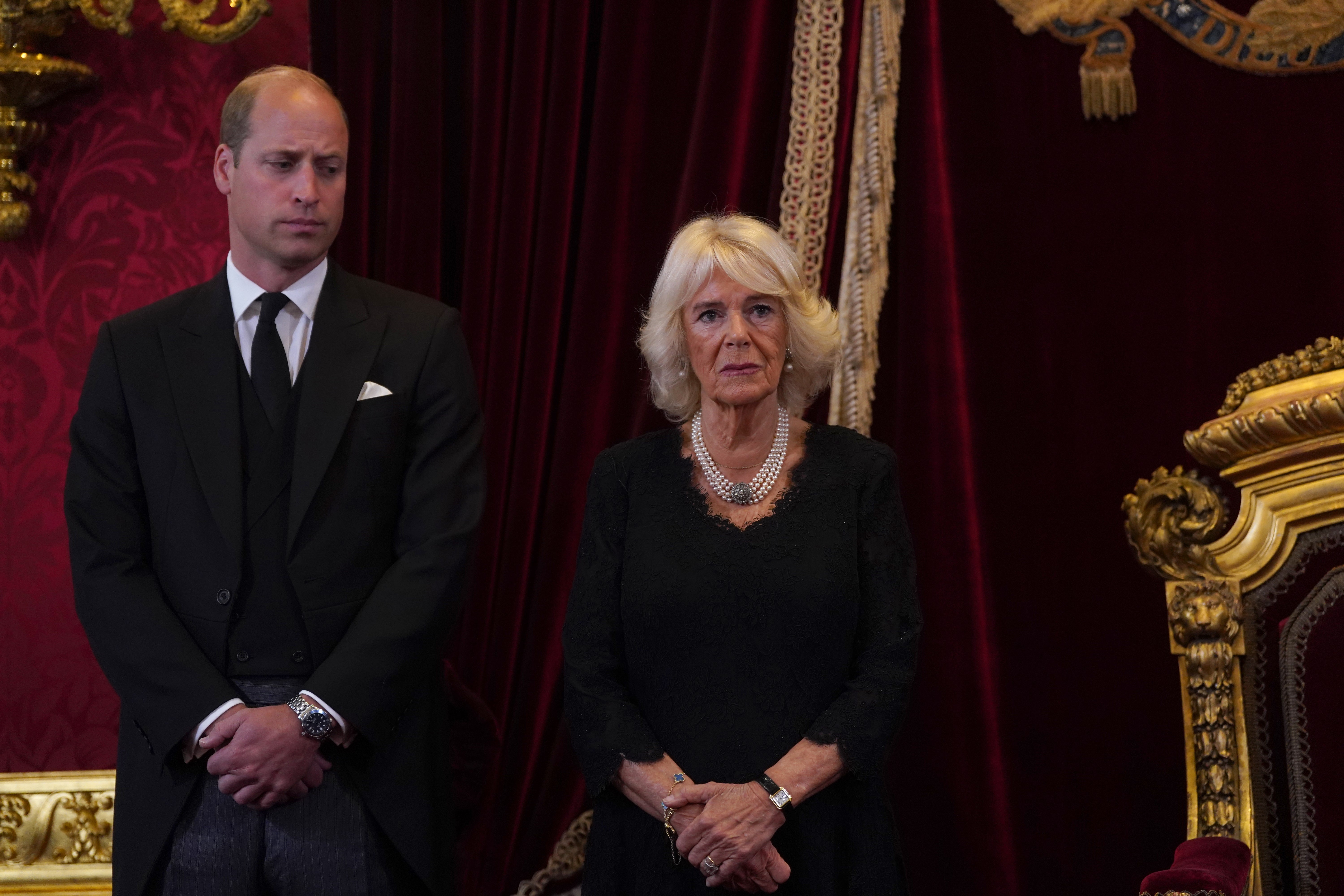 The Prince of Wales and the Queen during the Accession Council at St James’s Palace (Victoria Jones/PA)