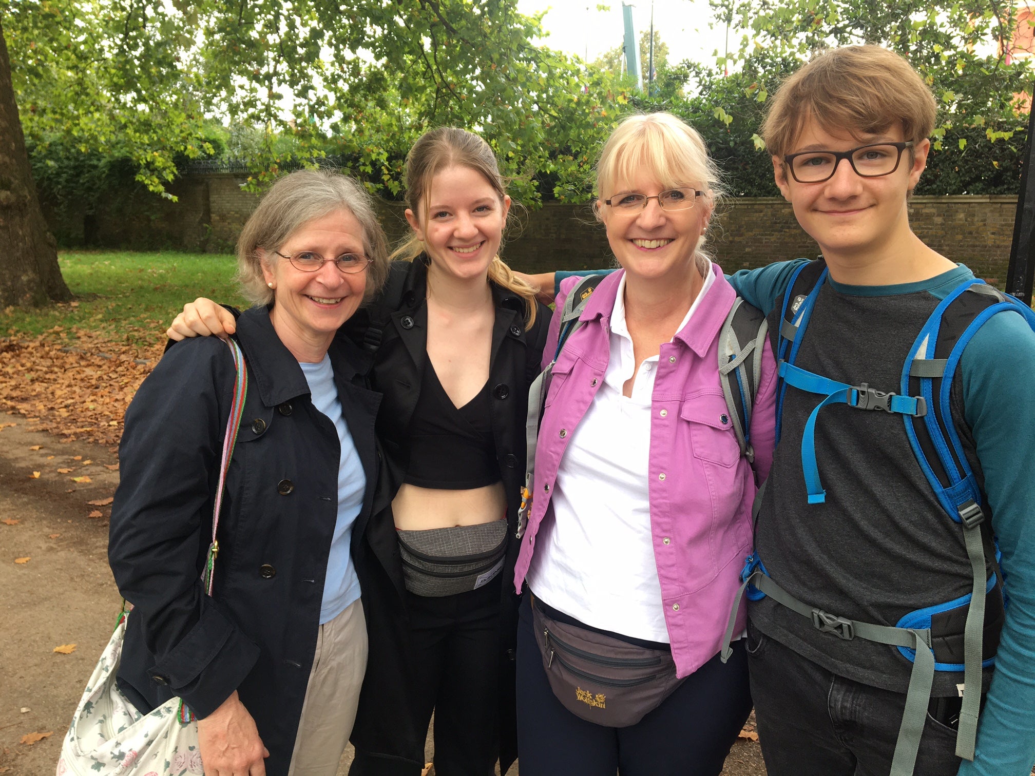 Susanne Wolf, left, with niece Annika, sister Conny and nephew Jonathan