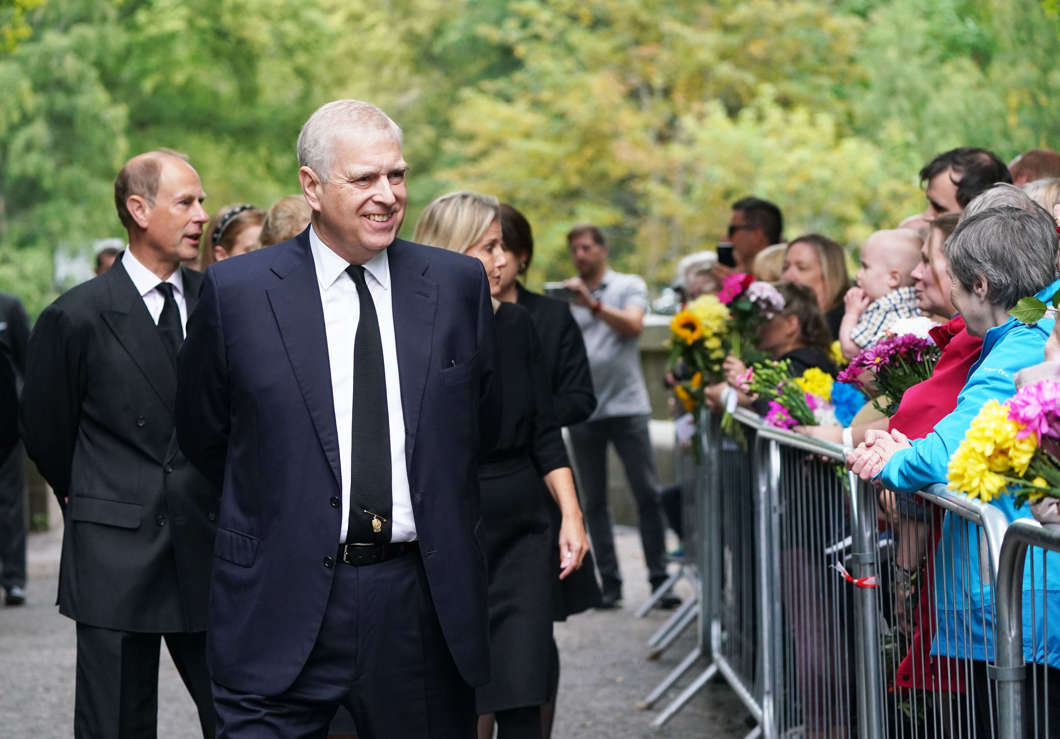 Prince Andrew, Duke of York, meets well-wishers outside Balmoral on 10 September