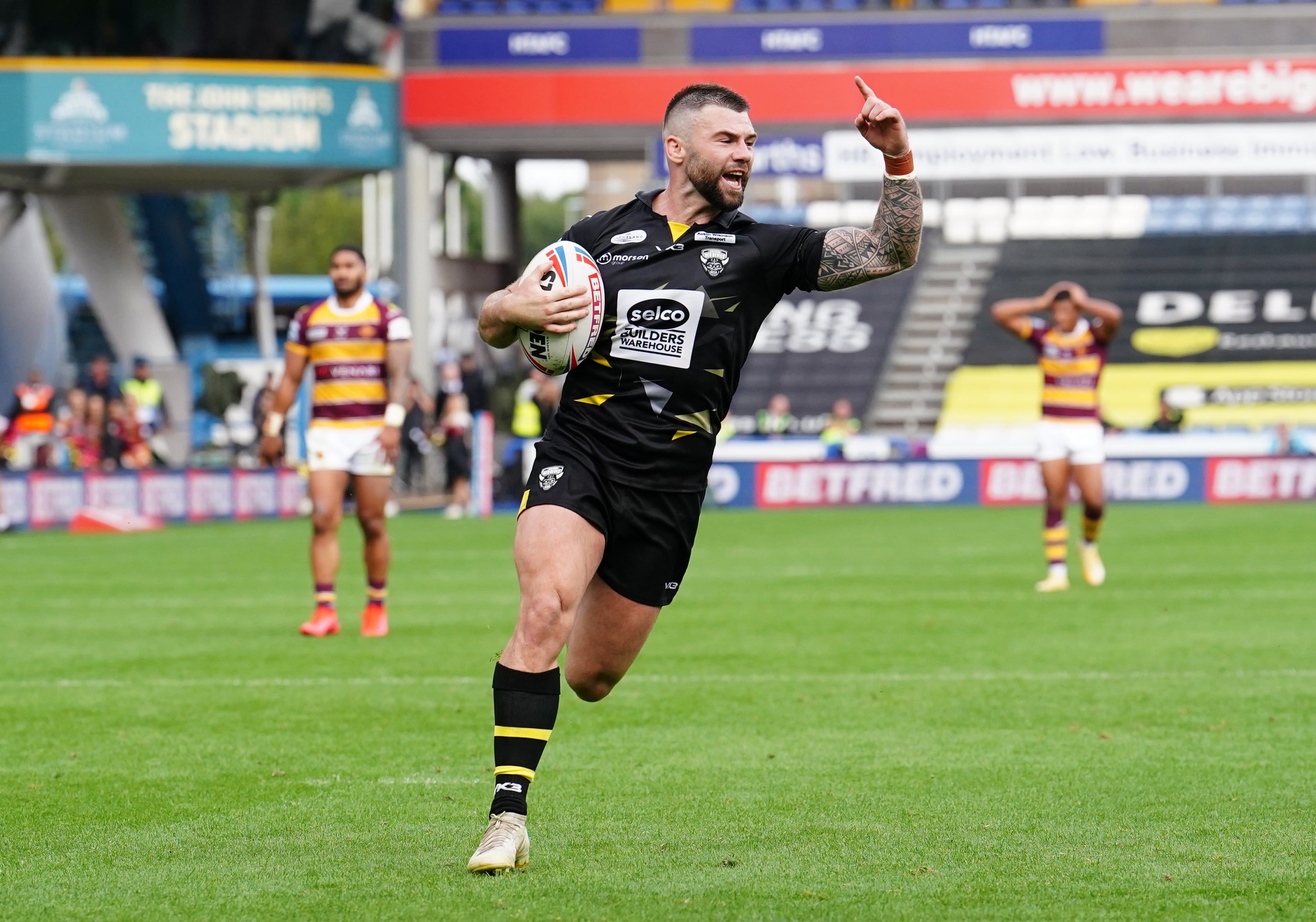 Andy Ackers’ late try wrapped up a comfortable victory (Martin Rickett/PA)