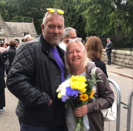 James Dyson, left, and Heather Blewitt were thanked by Prince Andrew for travelling so far to be at Balmoral