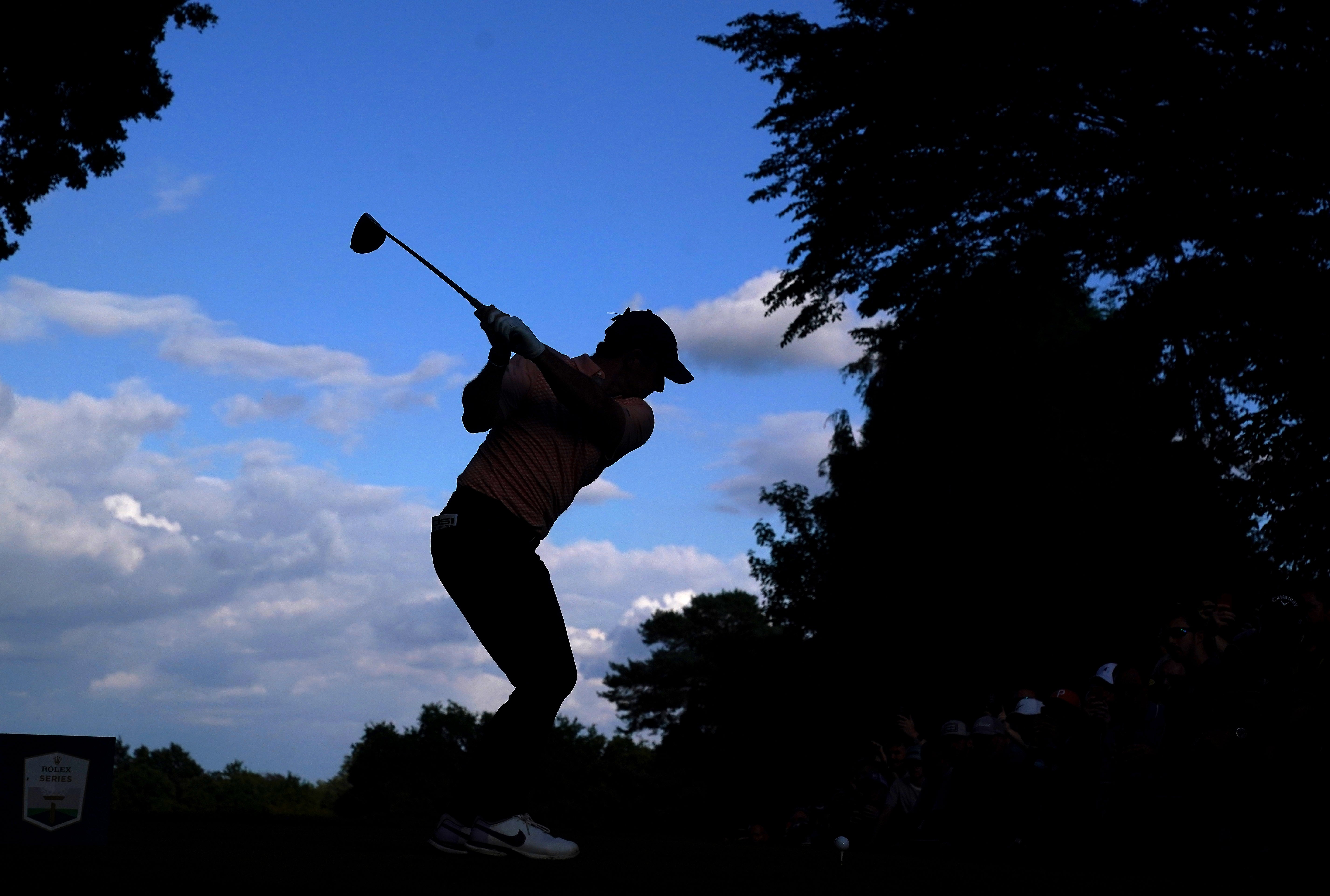 Rory McIlroy tees off on the 17th hole during day three of the BMW PGA Championship at Wentworth (Adam Davy/PA)