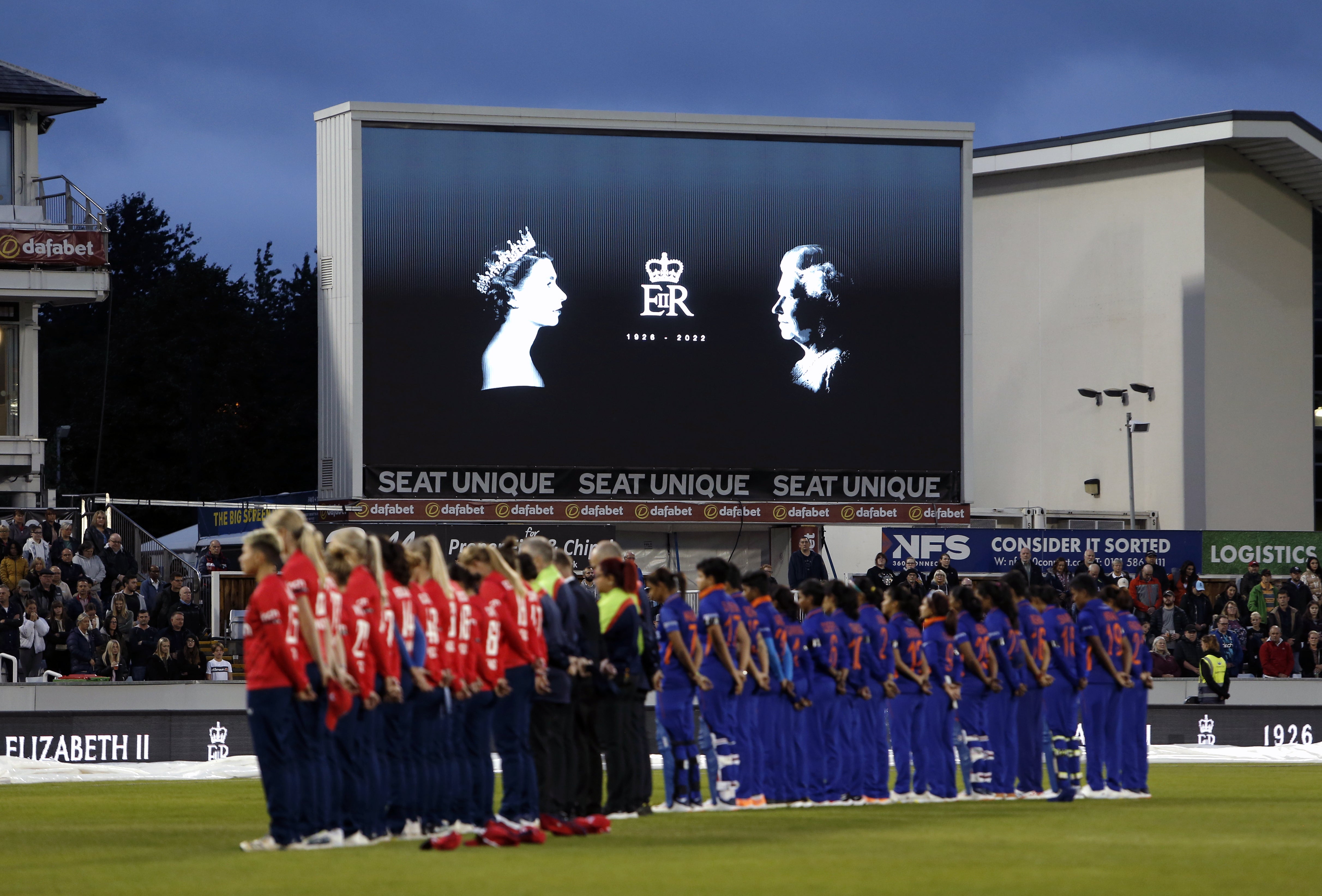 There was a minute’s silence at Chester-le-Street ahead of the match in tribute to the Queen (Will Matthews/PA)