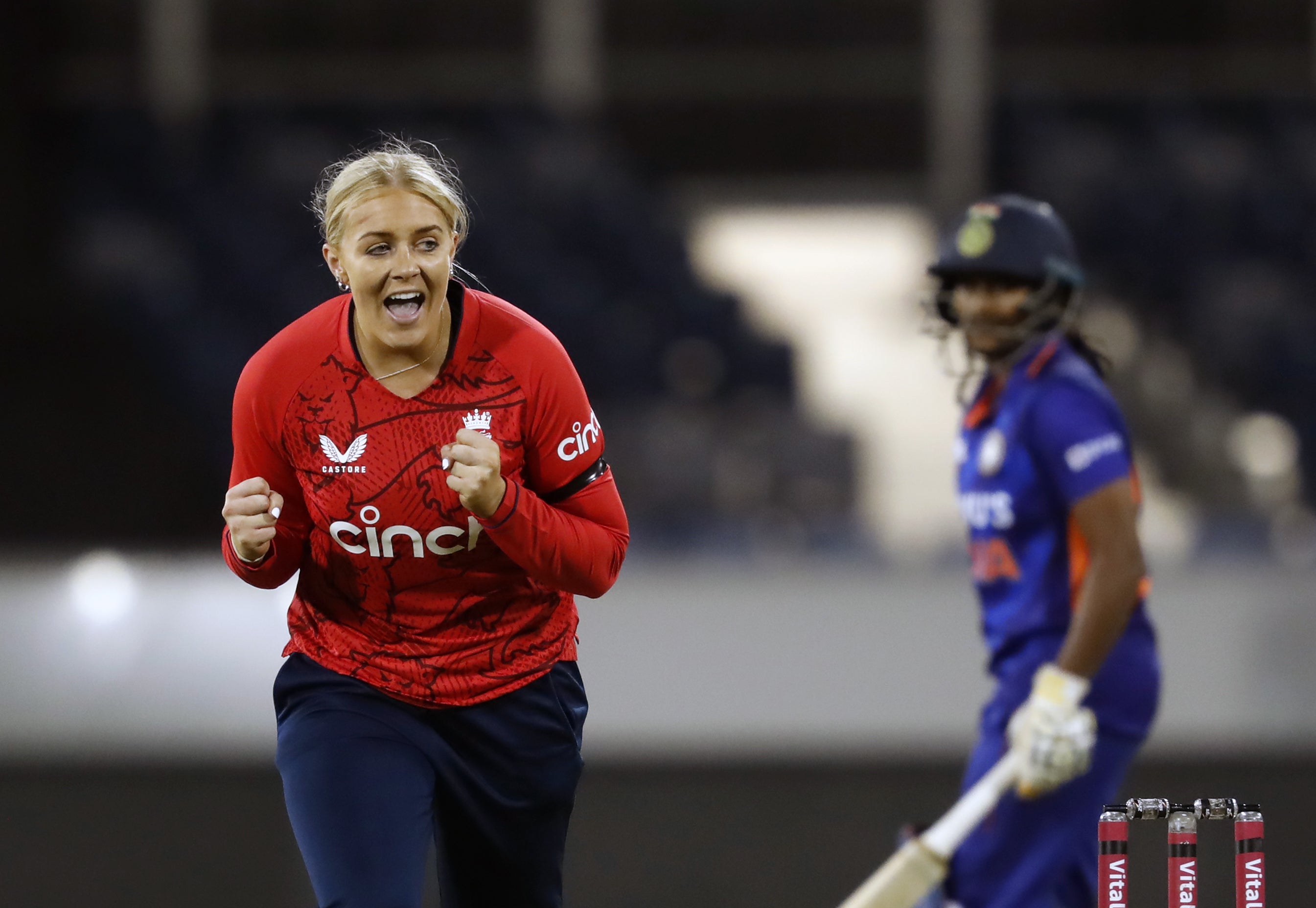 Sarah Glenn (left) took four wickets to help set England on the way to a dominant victory (Will Matthews/PA)