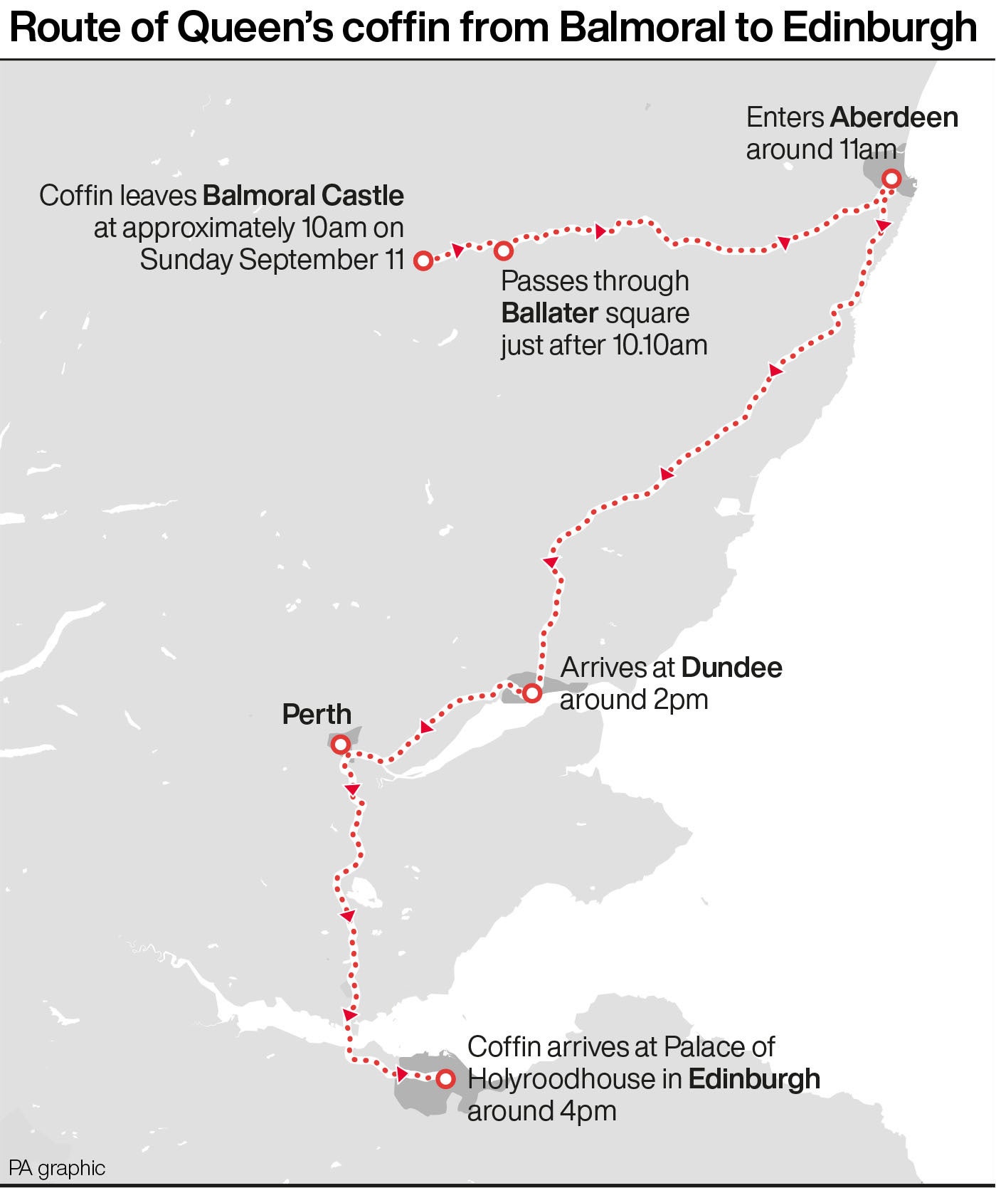 Route Queen’s coffin will take from Balmoral to Edinburgh