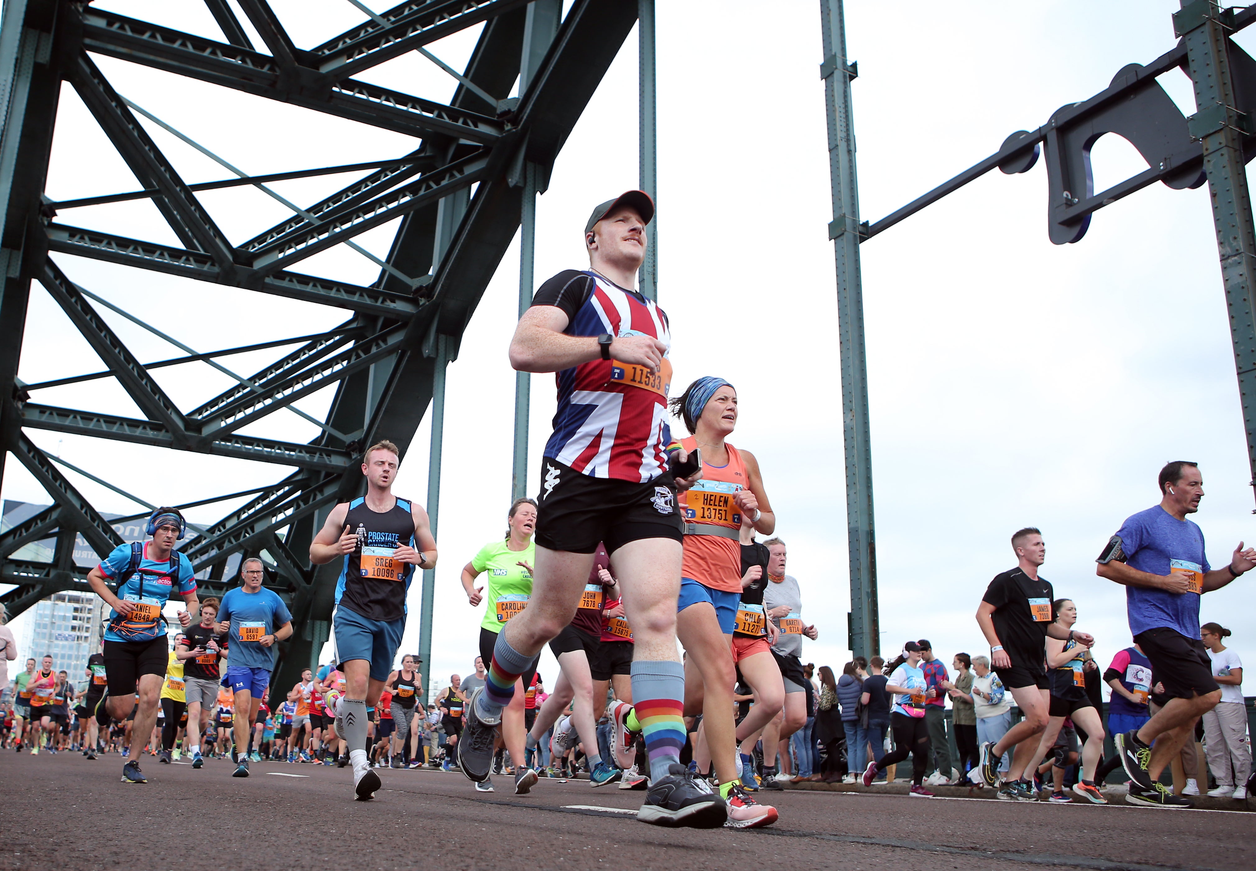 Runners cross the Tyne Bridge during the Great North Run (Will Matthews/PA)