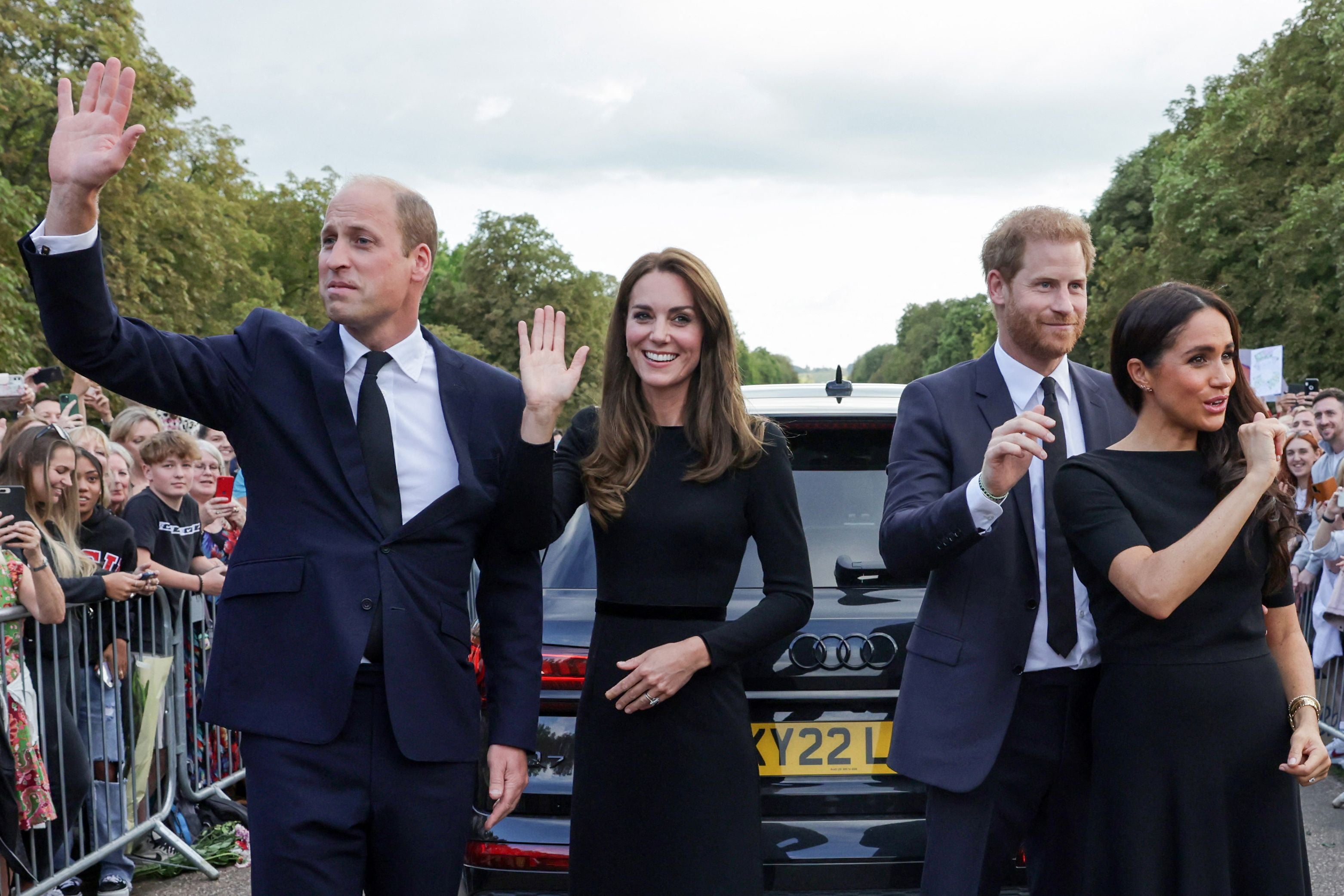 The Prince and Princess of Wales and the Duke and Duchess of Sussex in Windsor on 10 September