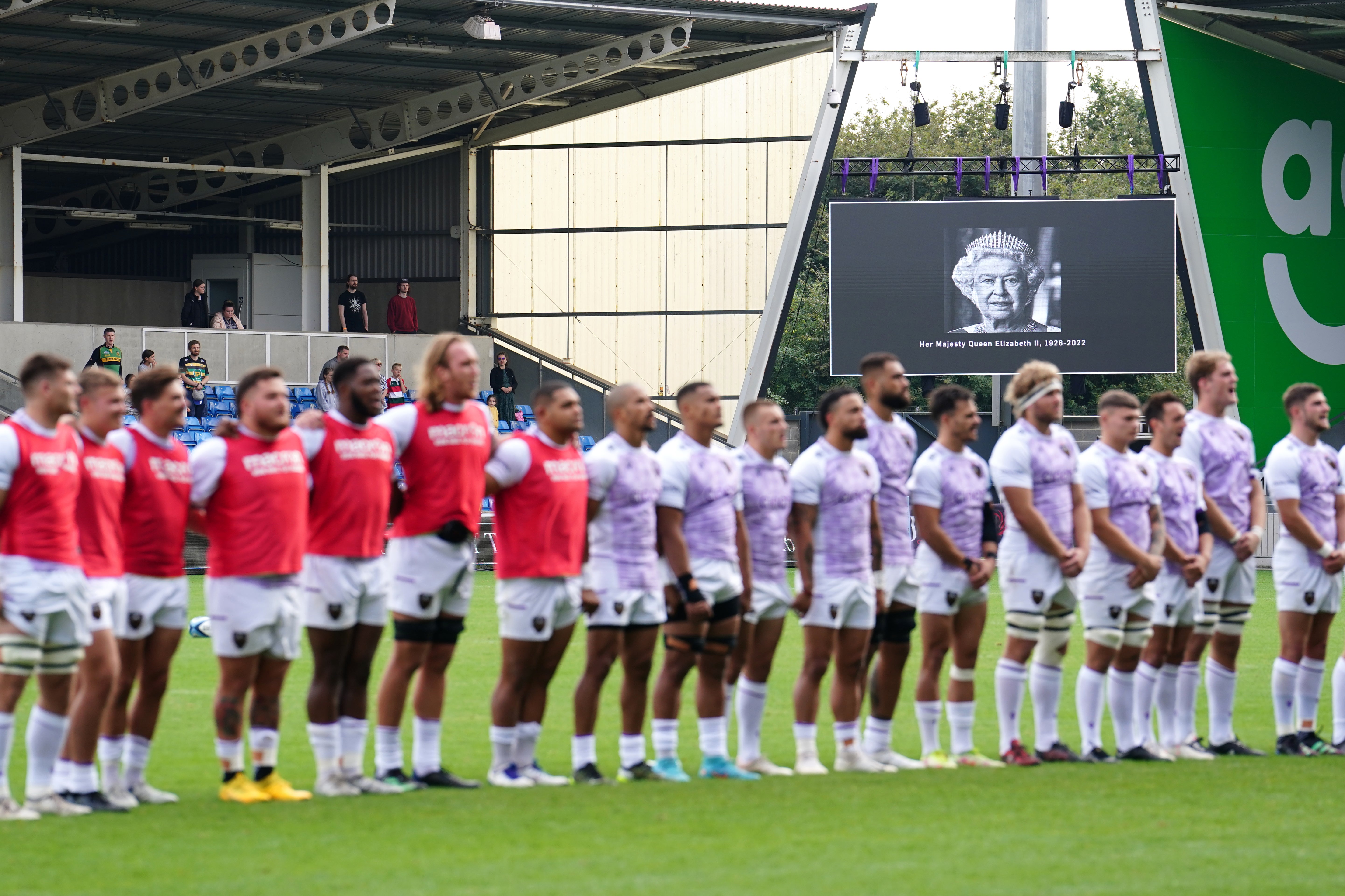 Sale and Northampton players paid tribute to the Queen (Martin Rickett/PA)