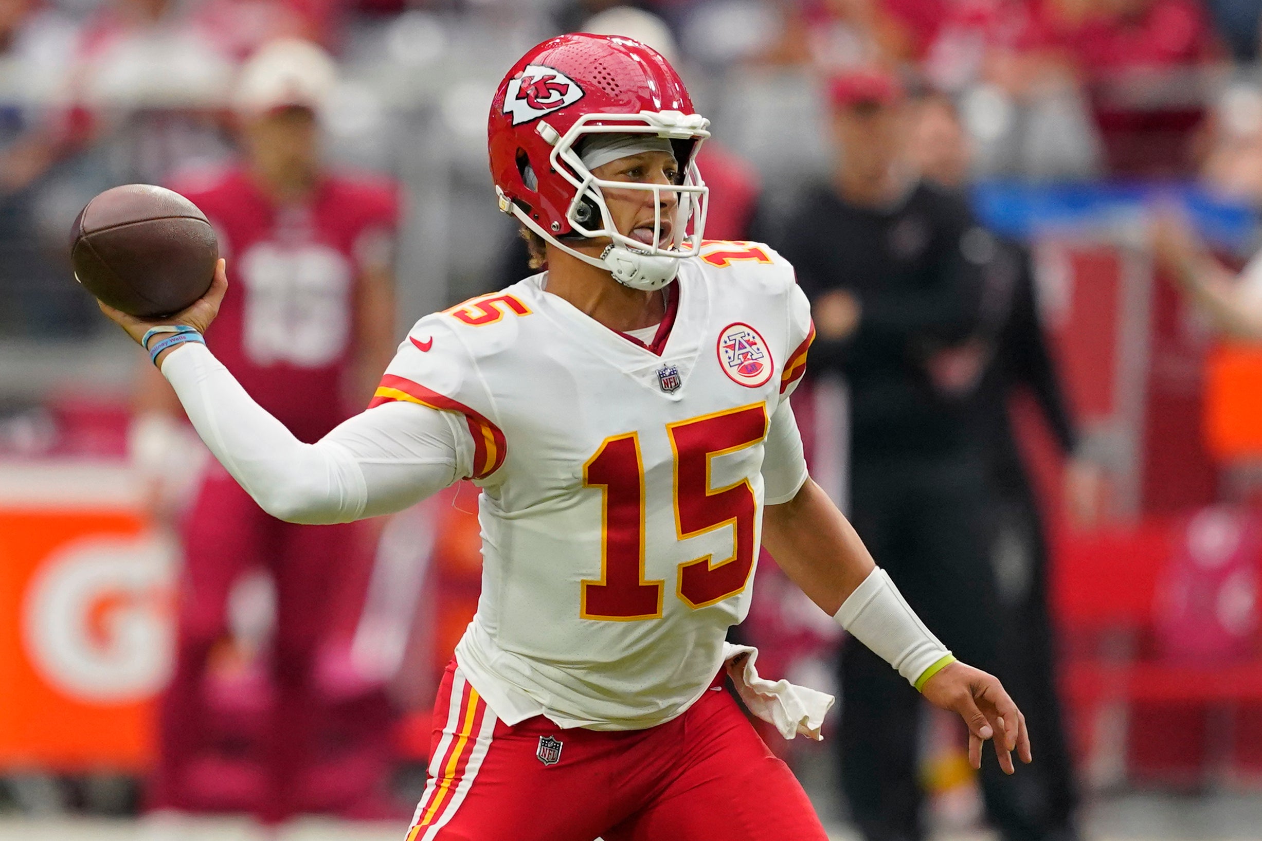 Patrick Mahomes threw five touchdown passes (Matt York/AP)