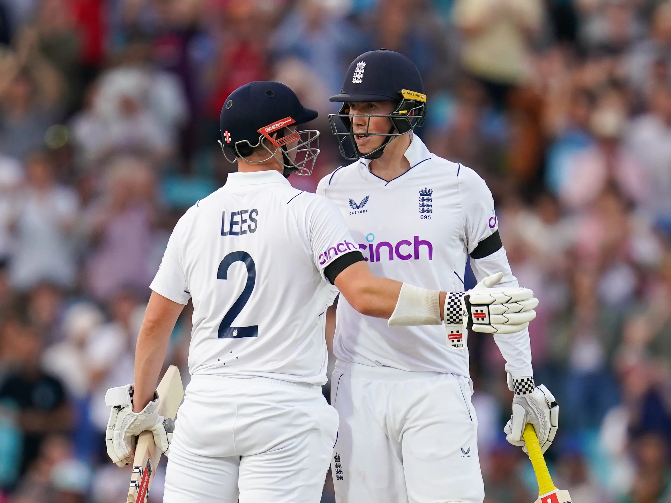 Zak Crawley and Alex Lees shared an unbeaten partnership to put England on the brink of victory