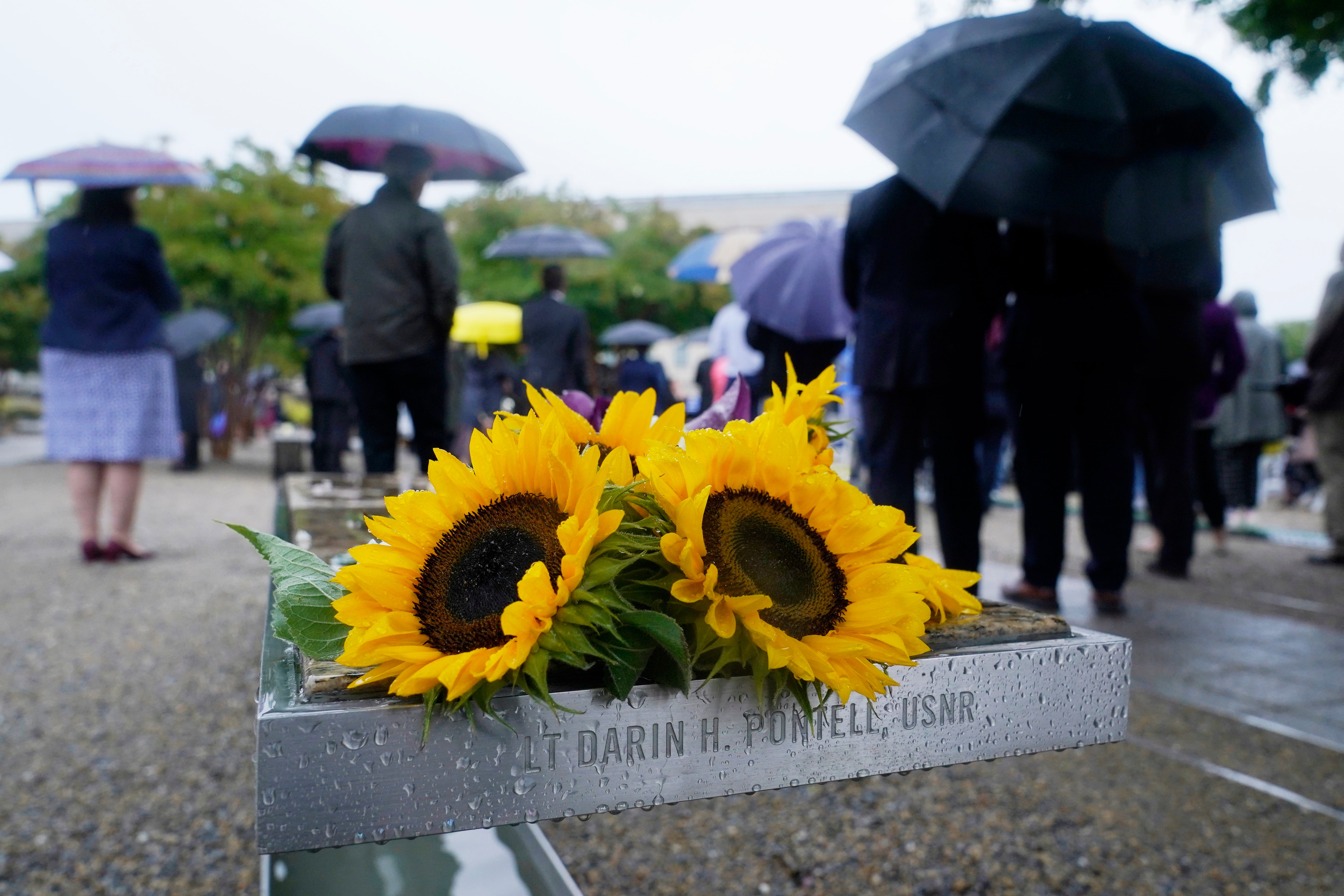 Flowers for the 9/11 anniversary outside the Pentagon