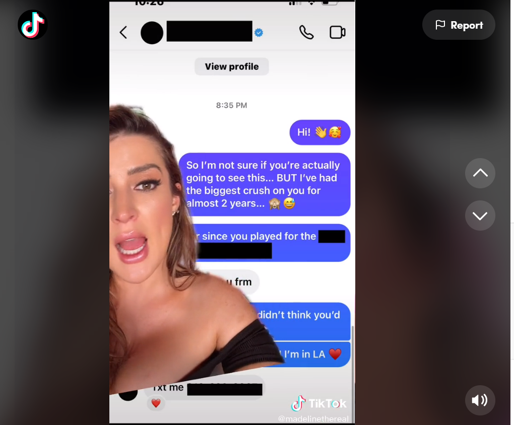 TikTok user Madeline shows screenshots of her interaction with a supposed NBA player after his girlfriend reached out to conduct a so-called ‘loyalty test’