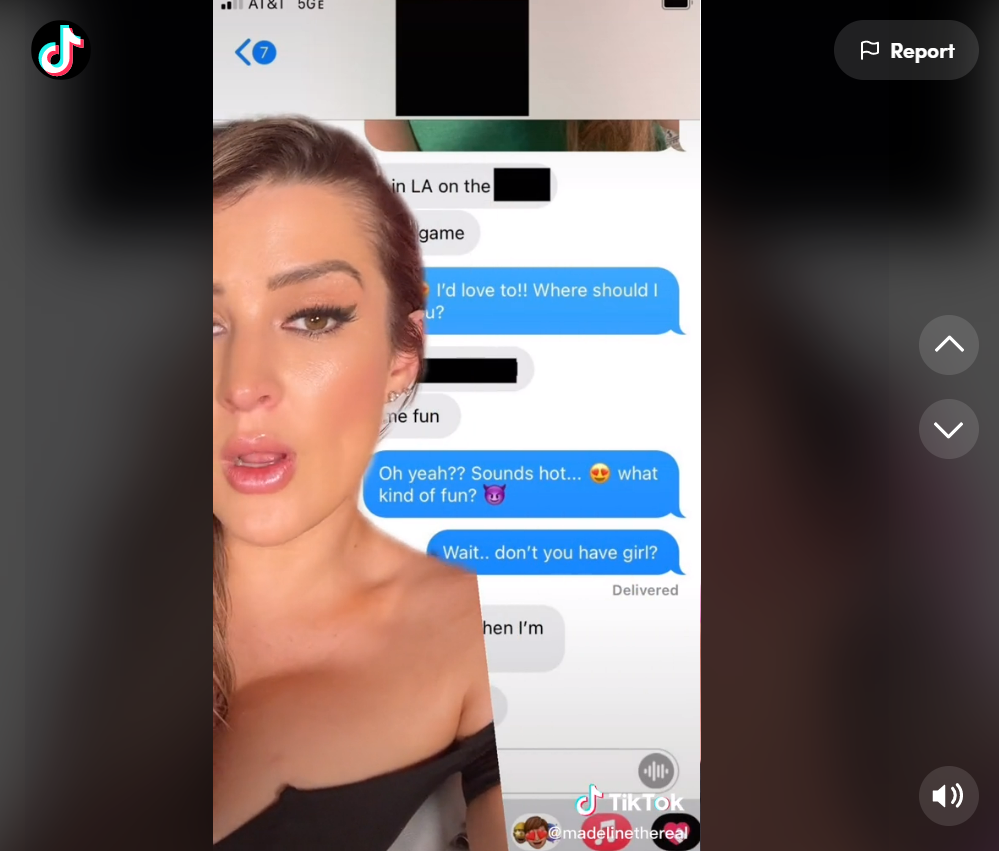 TikTok user Madeline shows screenshots of her interaction with a supposed NBA player after his girlfriend reached out to conduct a so-called ‘loyalty test’