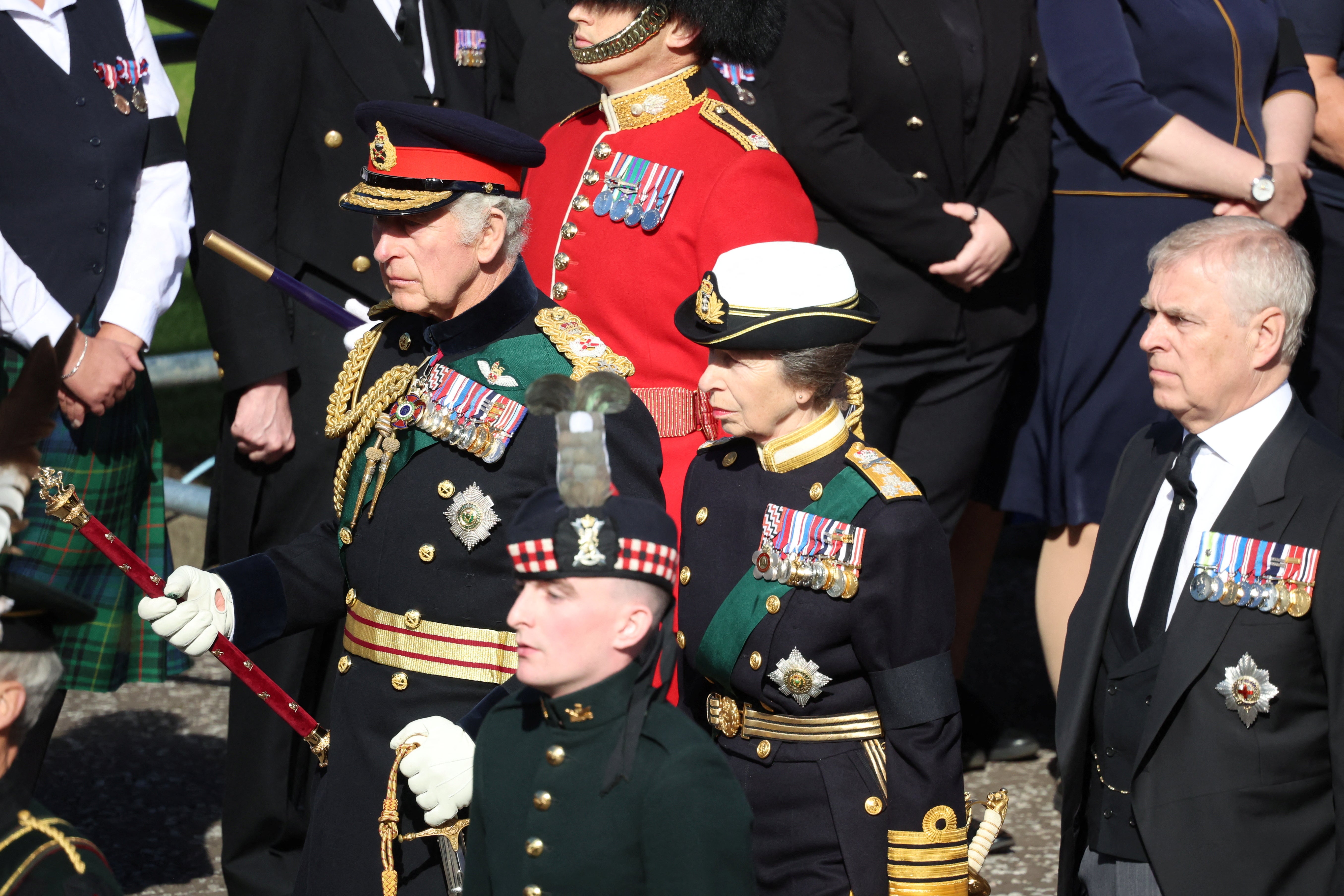 Prince Andrew was not in military uniform during the procession