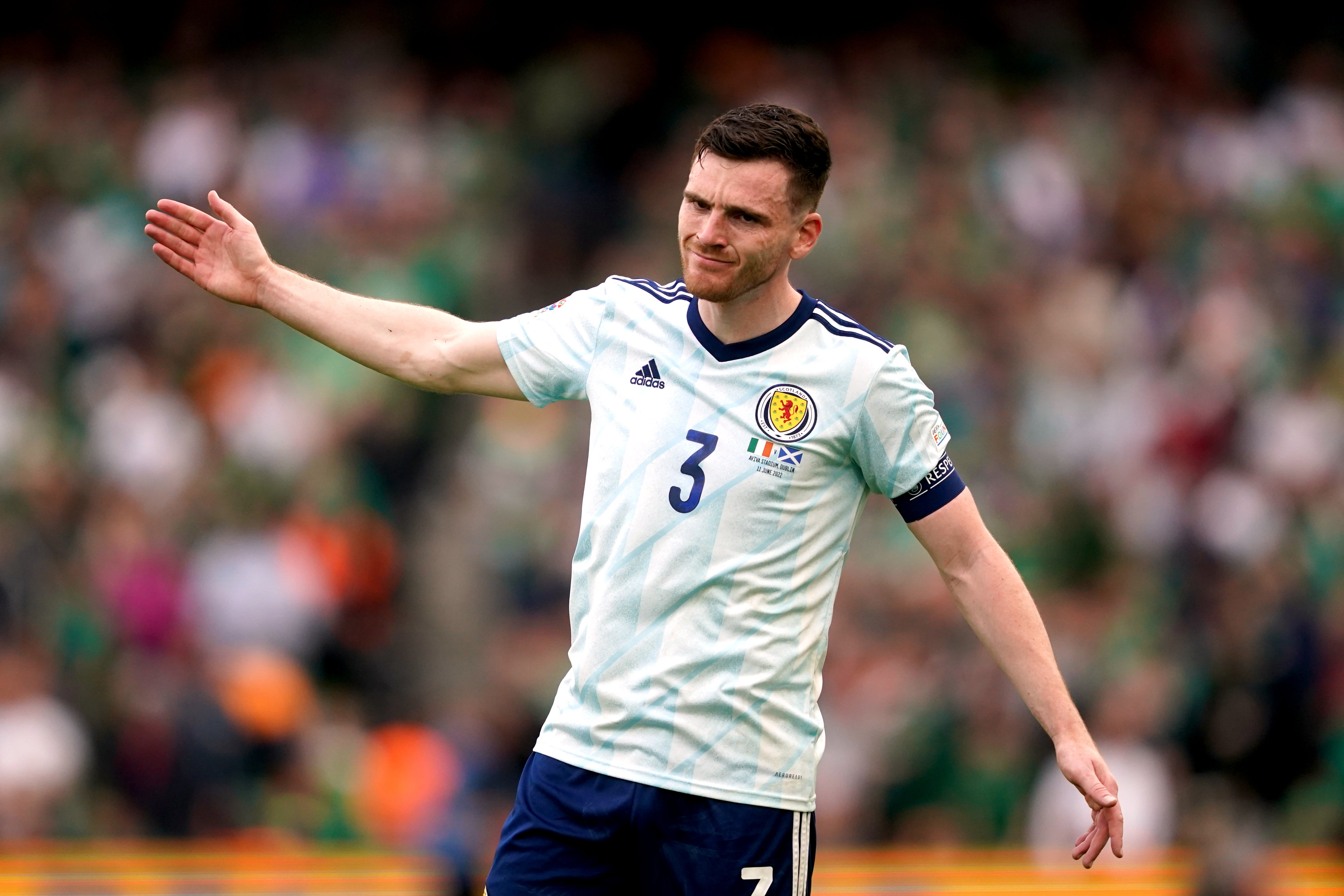 Scotland captain Andy Robertson is injured (Brian Lawless/PA)