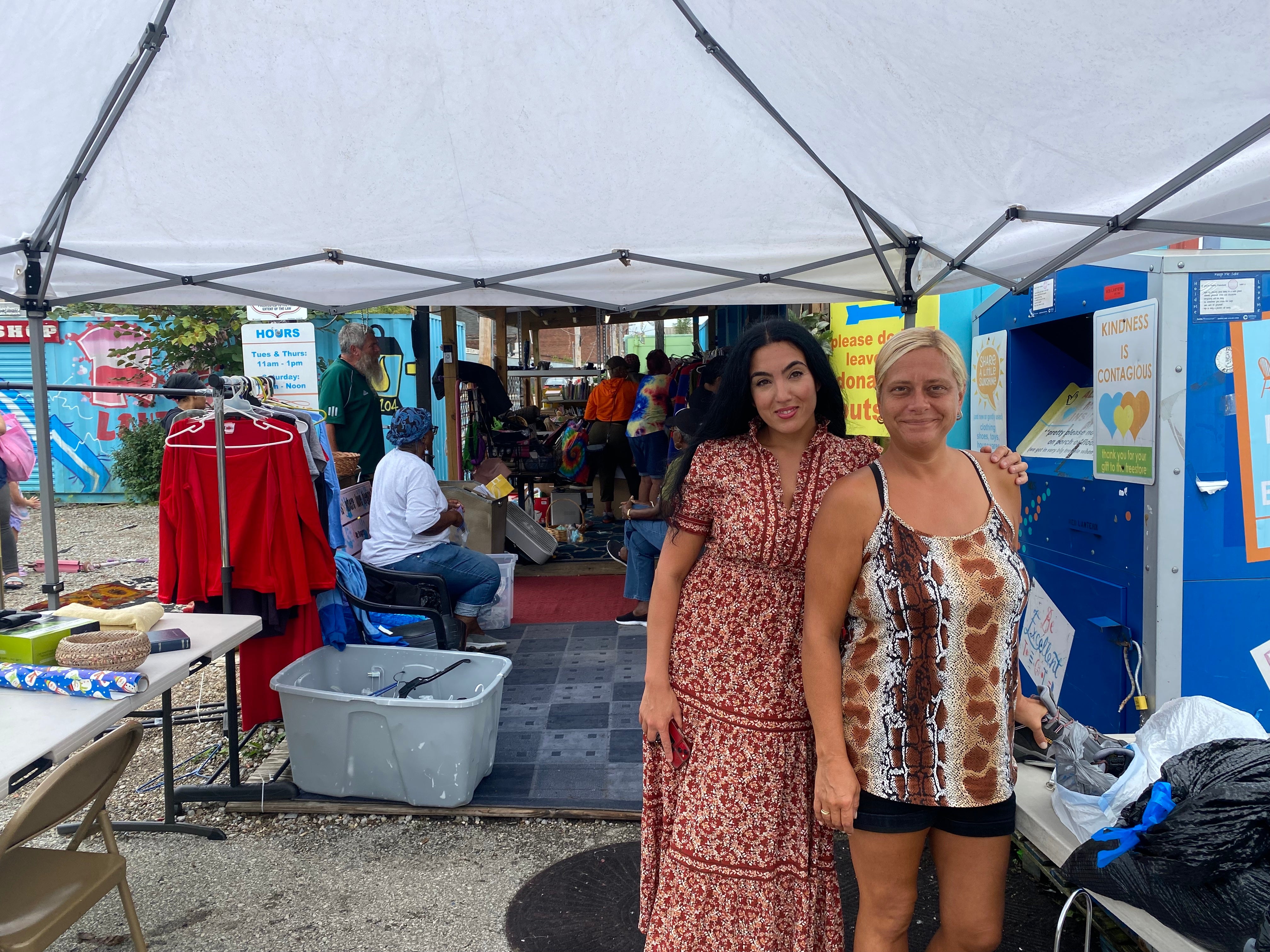 Gisele Fetterman stands outside the Free Store, a charity she founded that distributes free clothes and other items in Braddock.