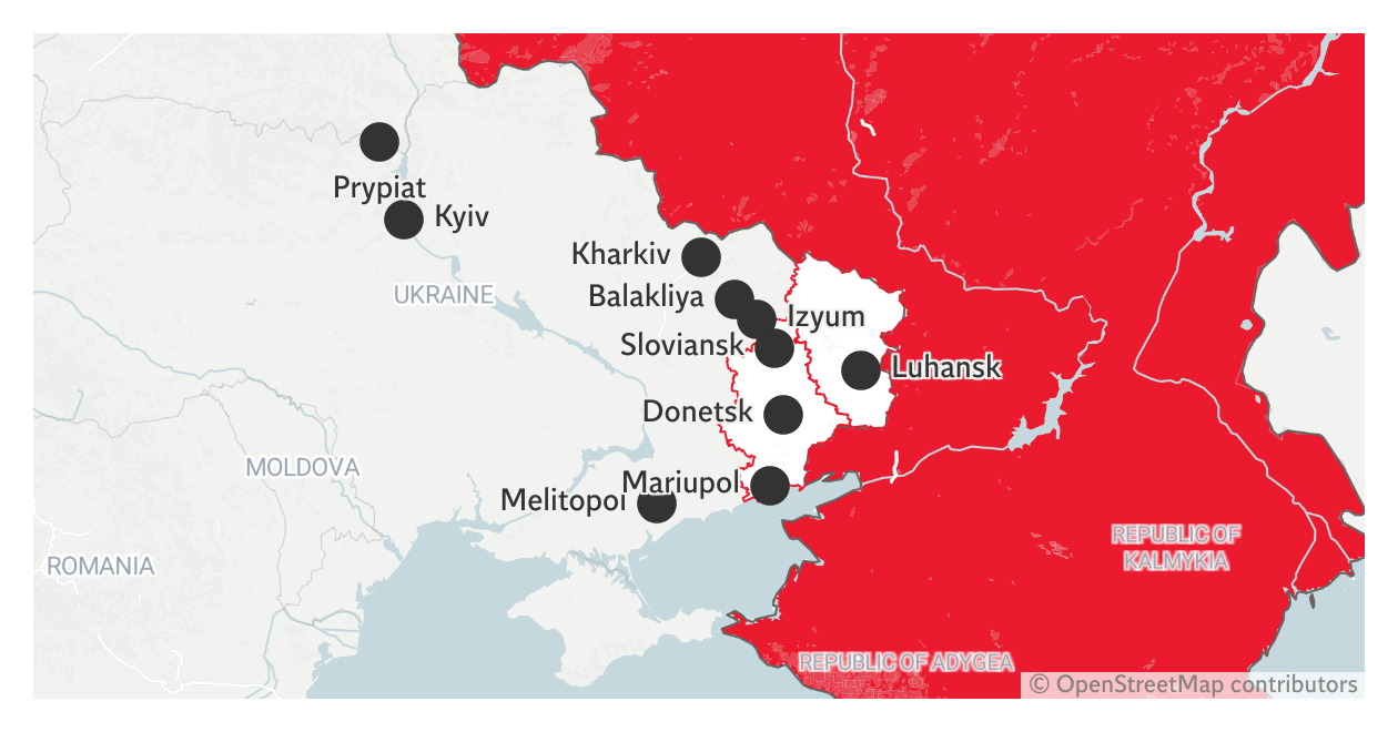 A map shows the gains made by Ukraine forces in the northeast of the country