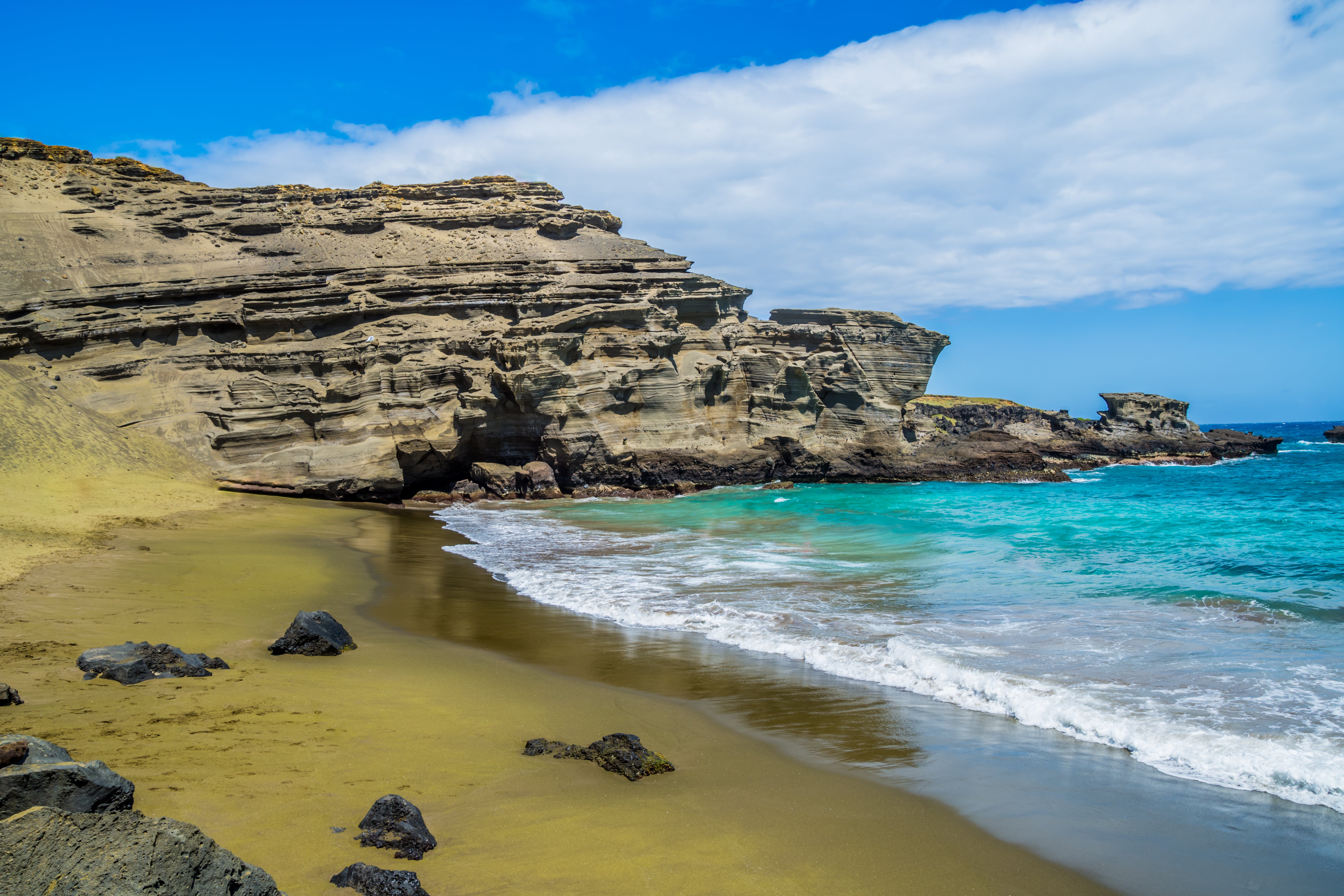 Green sand at Papakōlea Beach on Hawaii’s Big Island